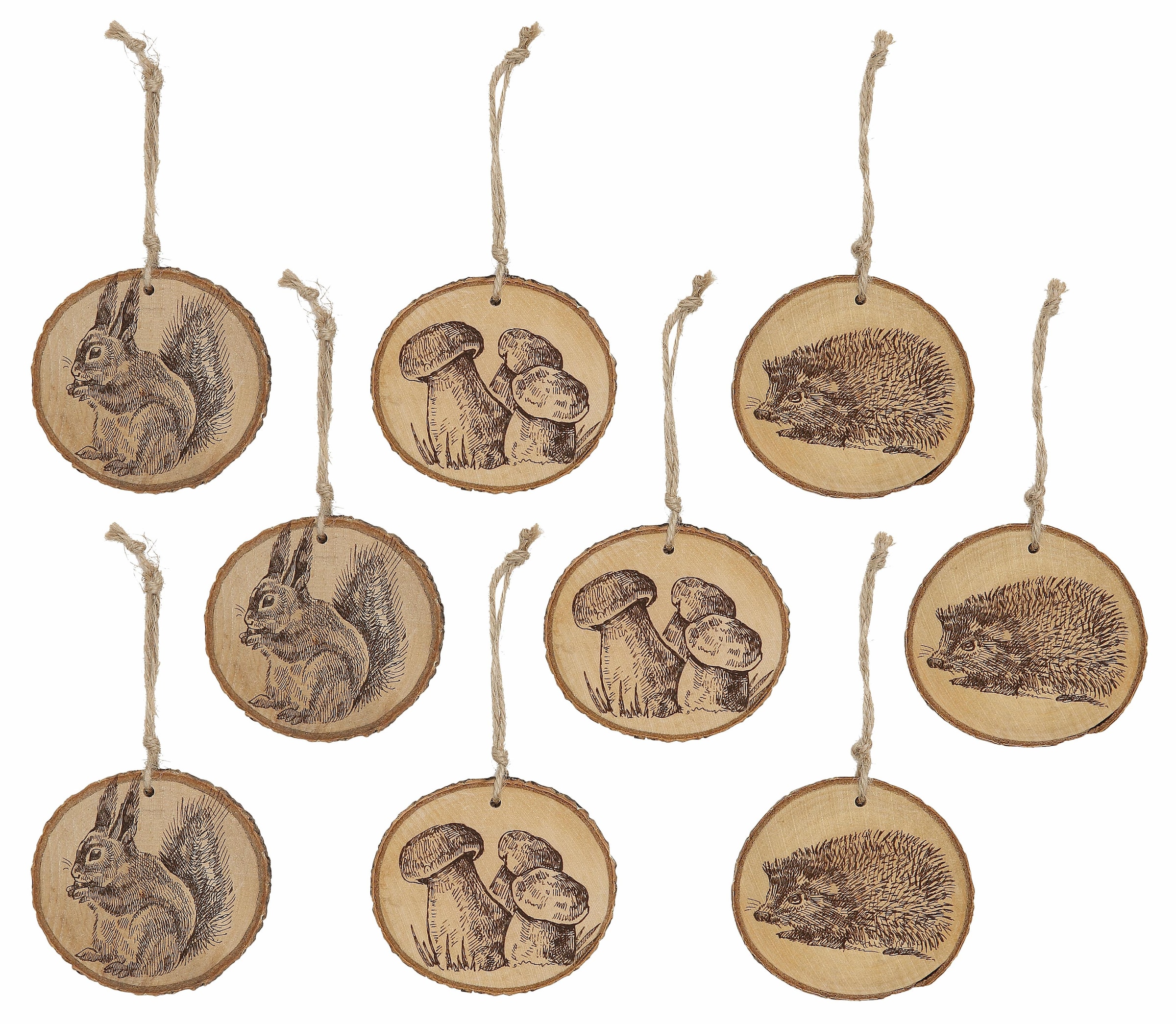 Christbaumschmuck »Dekohänger Wald«, (Set, 9 tlg.), aus Holz, mit Waldmotiven