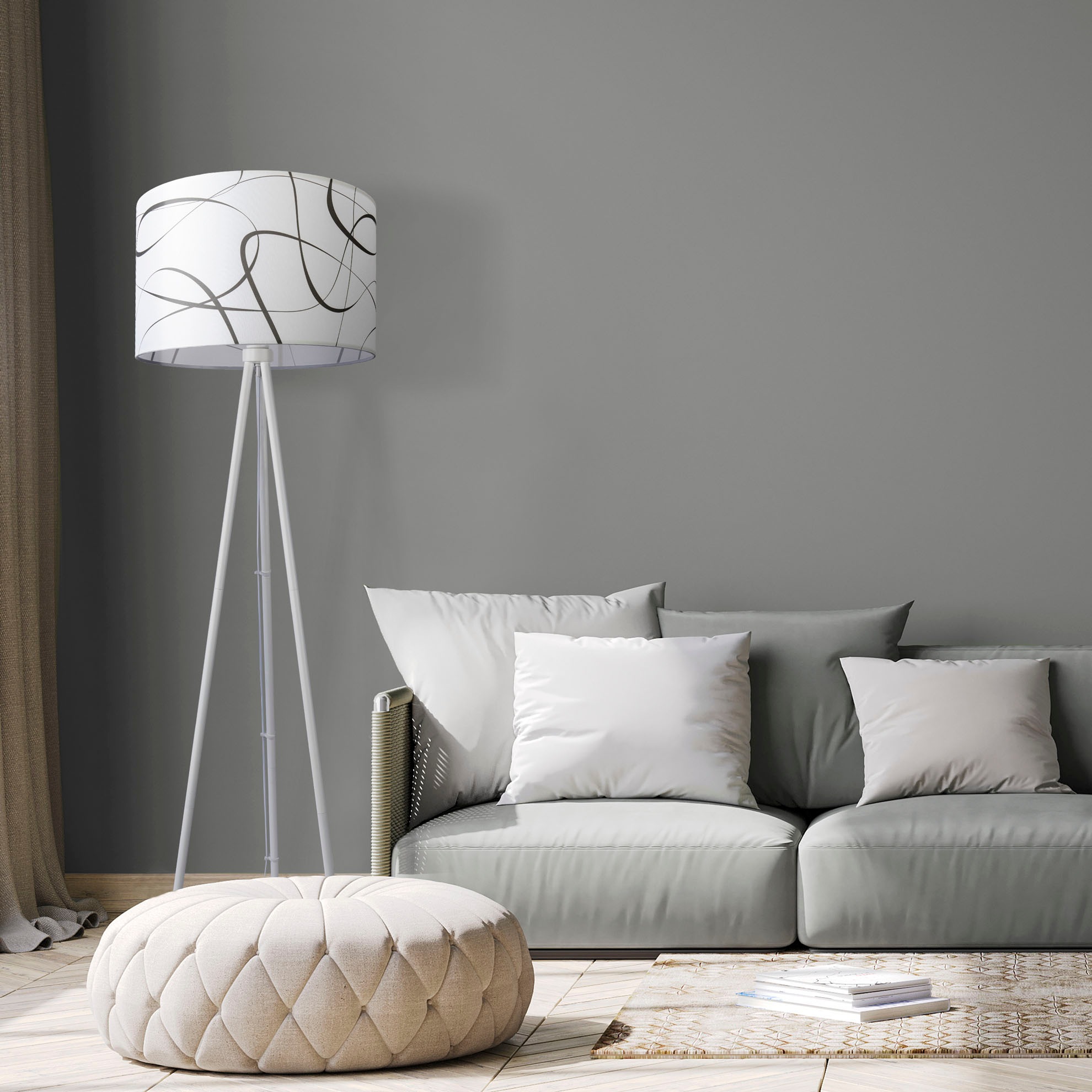 Paco Home Stehlampe »Trina Tribal«, Leuchtmittel E27 | ohne Leuchtmittel, Stehlampe Dreibein Mit Lampenschirm Stoff Stativ Modern Vintage Uni