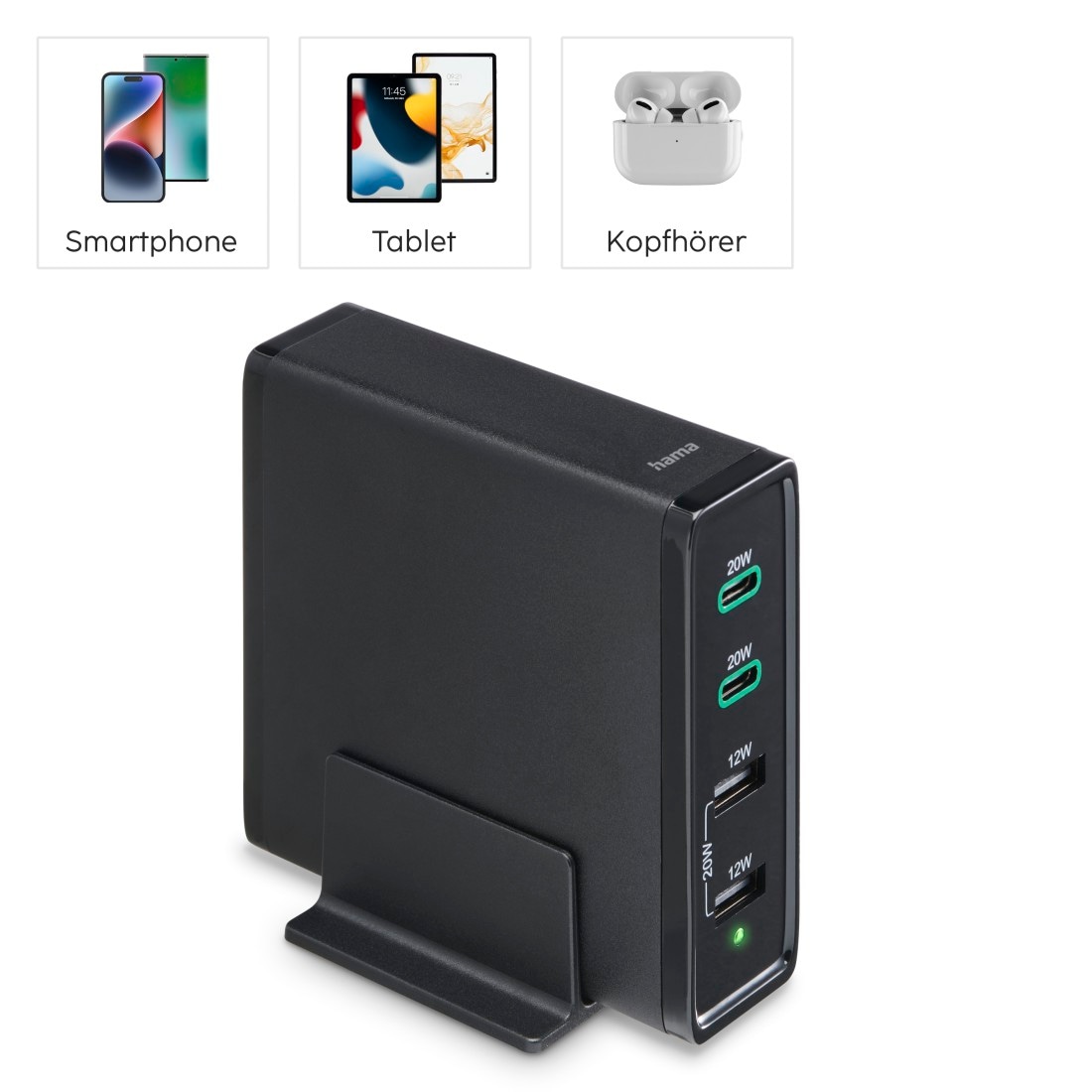 Hama USB-Ladegerät »4fach USB-Ladestation 60 Watt Ladegerät, 2x USB-C PD, 2x USB Multiport«