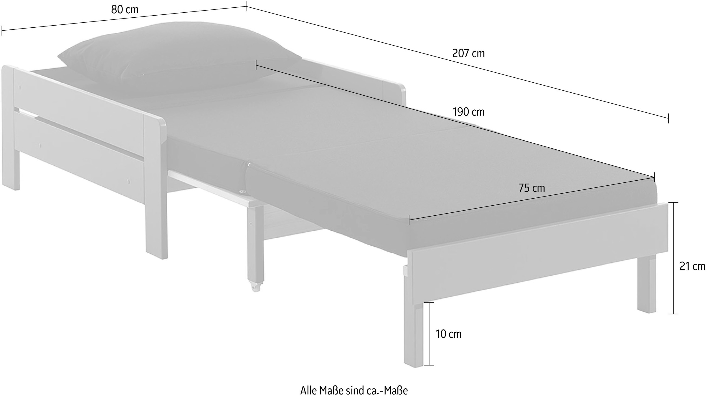 Vipack Jugendbett »Pino«, (Made in Europe), Einzelbett, Sessel, ausklappbar zum Gästebett