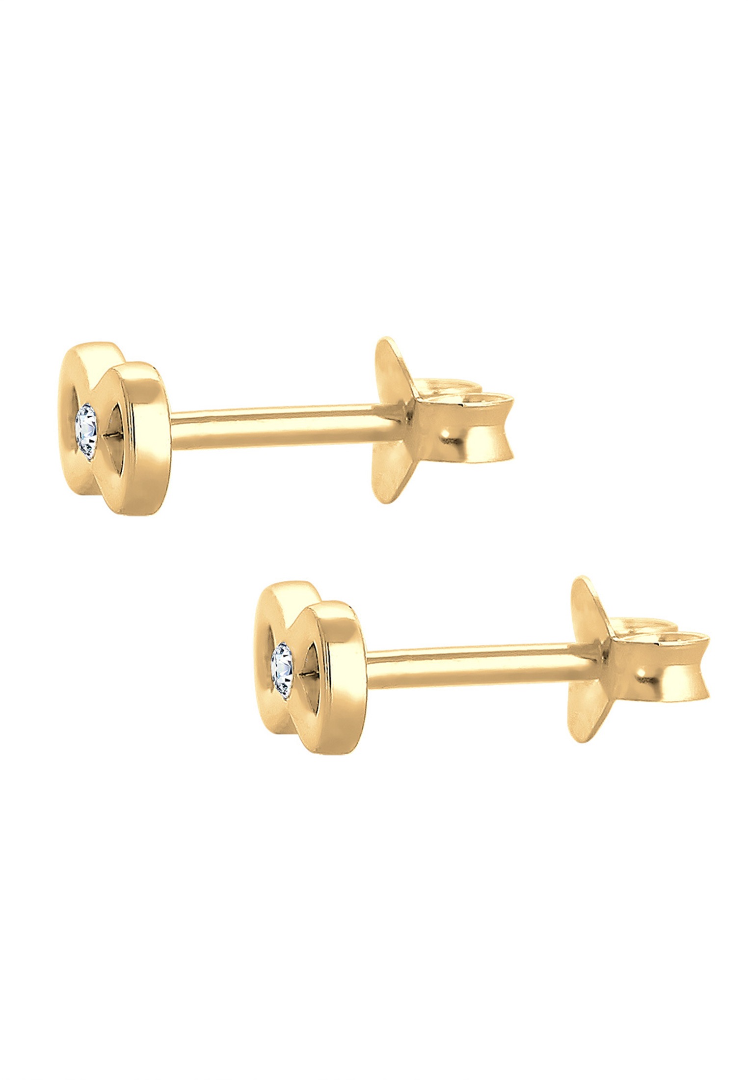 Elli DIAMONDS Paar Ohrstecker »Ohrringe Ohrstecker Infinity Diamant Weiß Brillantschliff (0.03 ct) 585 Gelbgold«