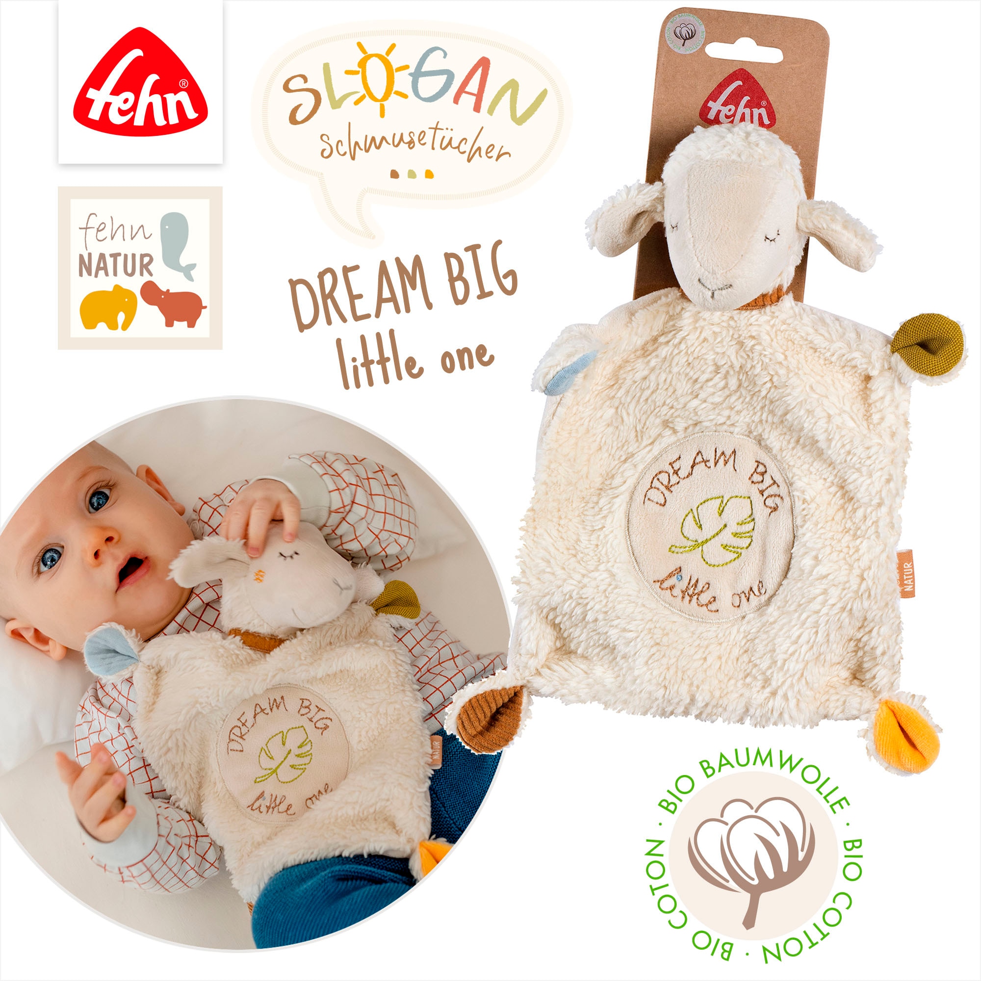 Fehn Schmusetuch »fehnNATUR, Schaf "Dream Big"«