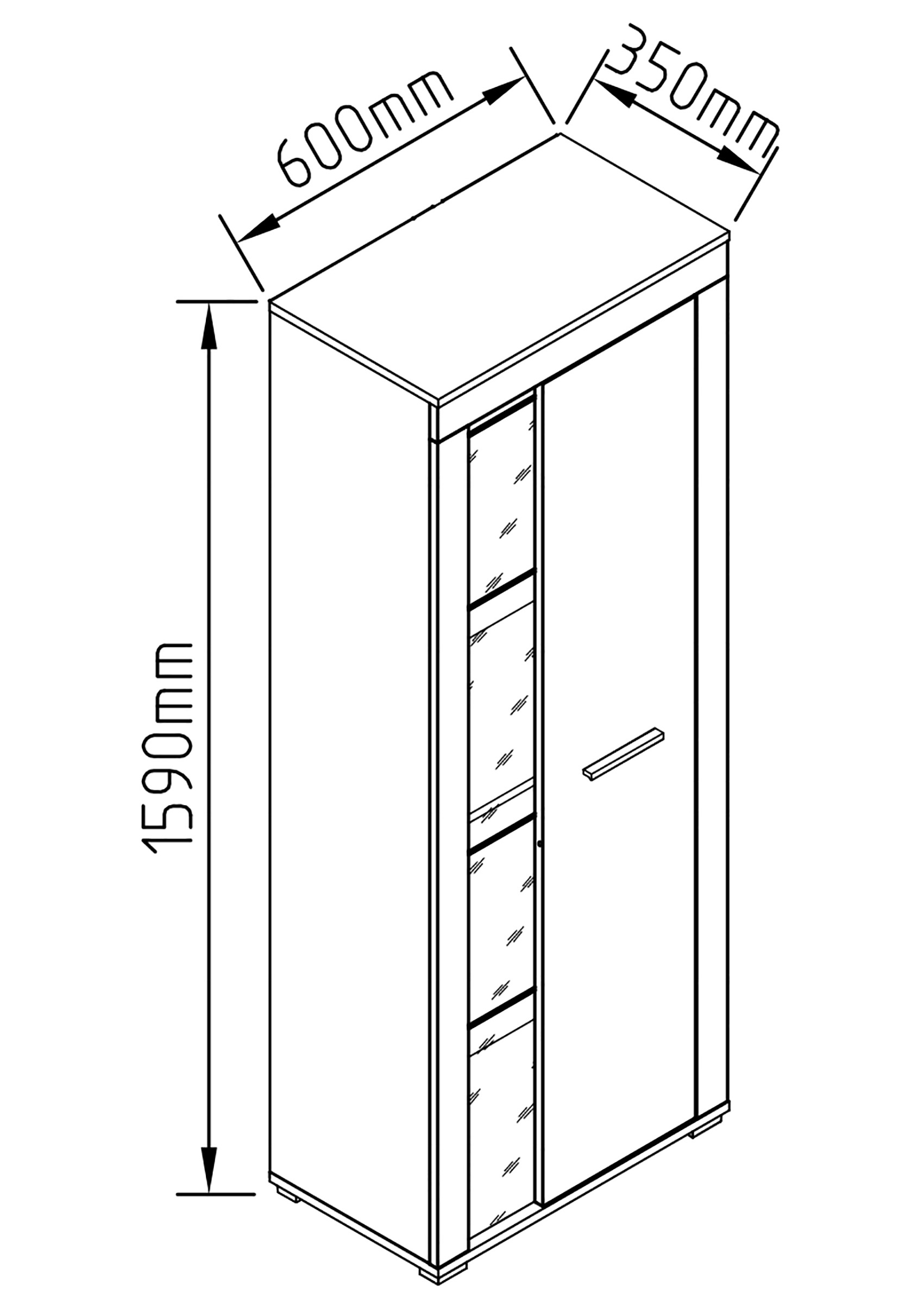 VCM Kommode »VCM Holz Kommode | Sideboard mit Drehtüren | Highboard mit einer Glastür | Maße ca. H. 159 x B. 60 x T. 35 cm - Usilo«, (VCM Usilo)