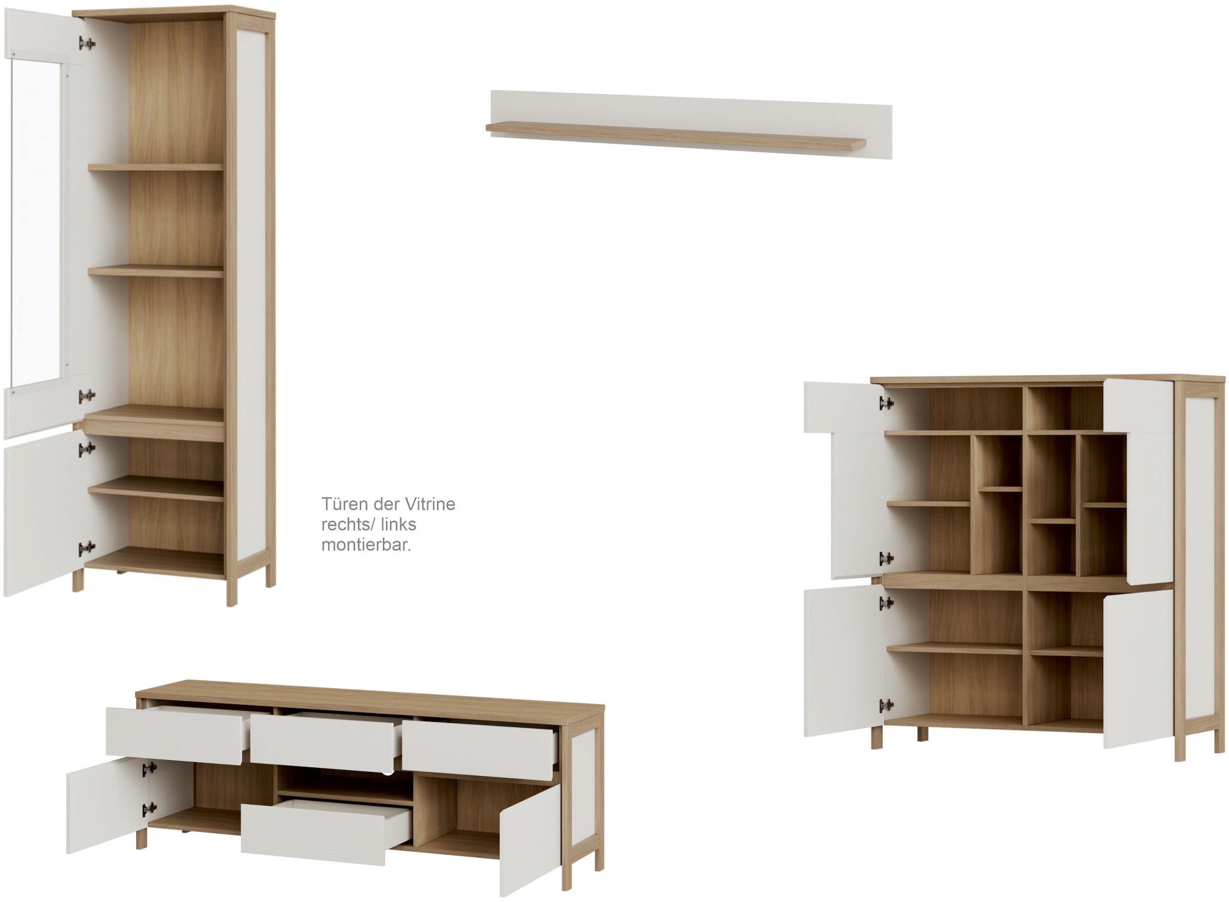 Home affaire Wohnwand »Stranda, moderne Anbauwand, Komplettset im Scandi-Style« 4 Stk. tlg.