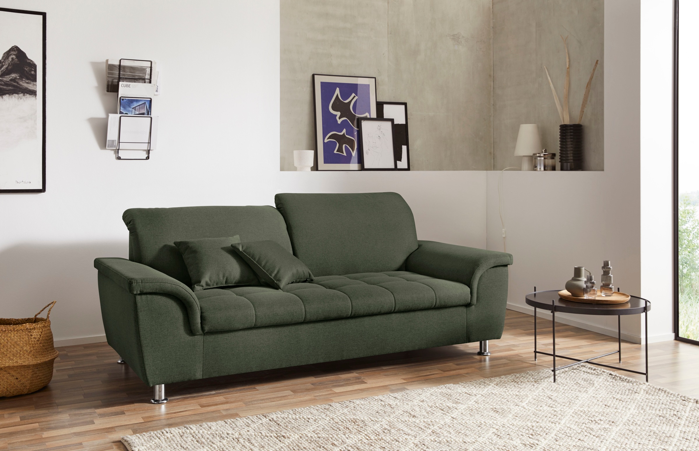DOMO collection 2,5-Sitzer »Franzi«, wahlweise mit Kopfteilverstellung, inklusive Zierkissen