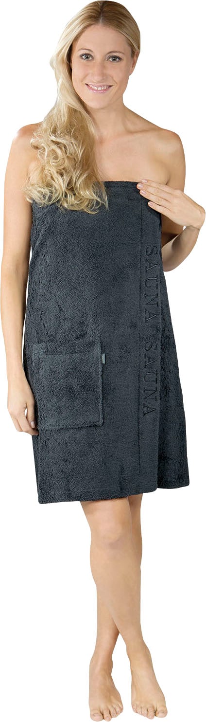 Wewo fashion Kilt »9534«, (1 St.), Saunakilt für Damen, mit Klettverschluss & Stickerei Sauna