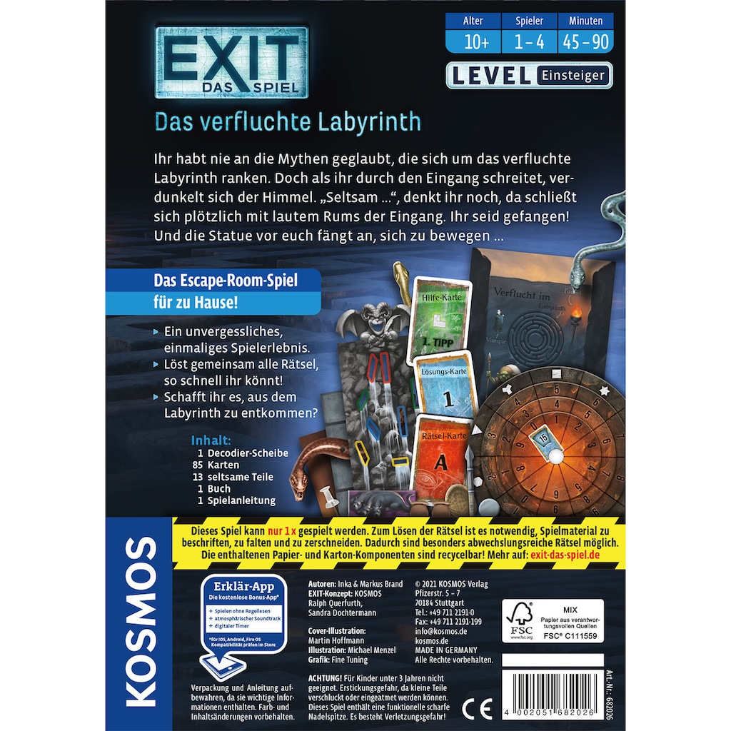 Kosmos Spiel »EXIT, Das verfluchte Labyrinth«, Made in Germany