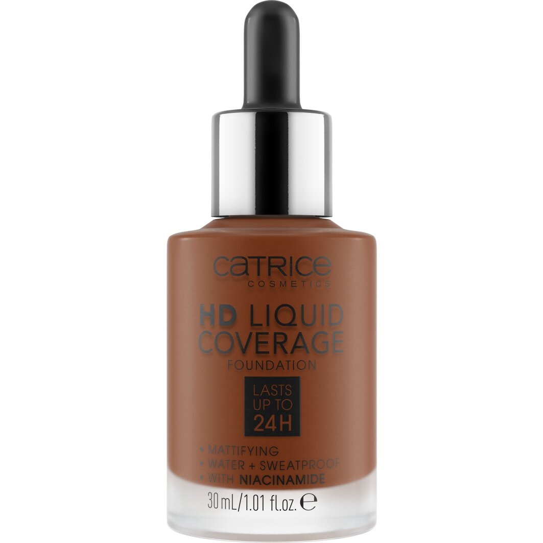 Catrice Foundation »HD Liquid Coverage Foundation«, Flüssig, mattierend, softe Textur, hohe Deckkraft, wasserfest.