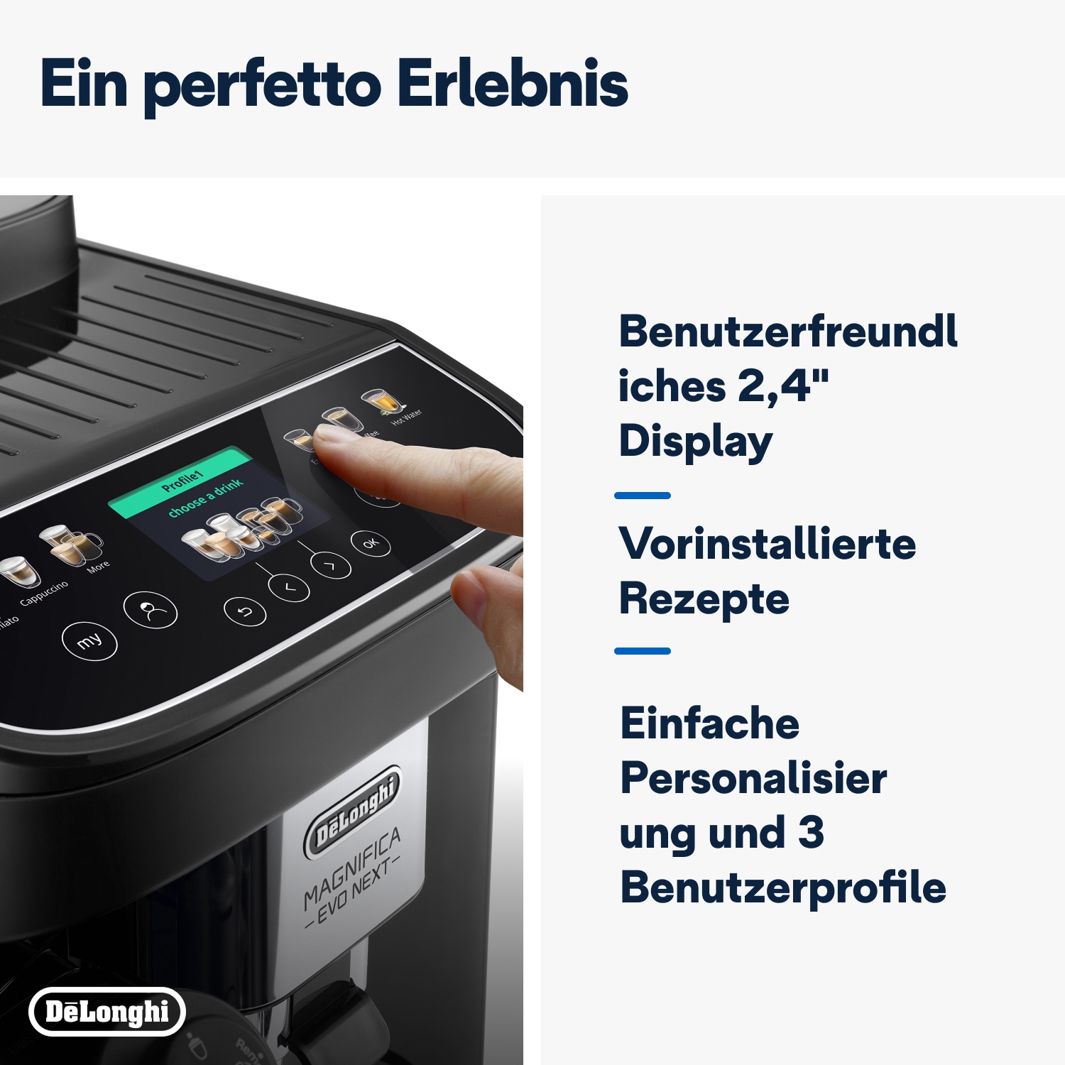 De'Longhi Kaffeevollautomat »Magnifica Evo Next ECAM310.60.GB« MyLatteFunktion, 3 Benutzerprofile, LatteCrema Milchsystem, 10 Rezepte