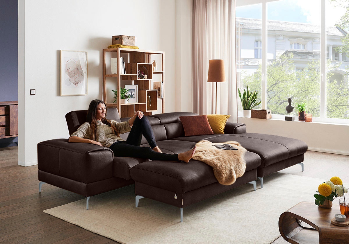 W.SCHILLIG Polsterhocker »piedroo, Designsofa mit tollem Sitzkomfort, bequem, L-Form«, Füße in Silber matt