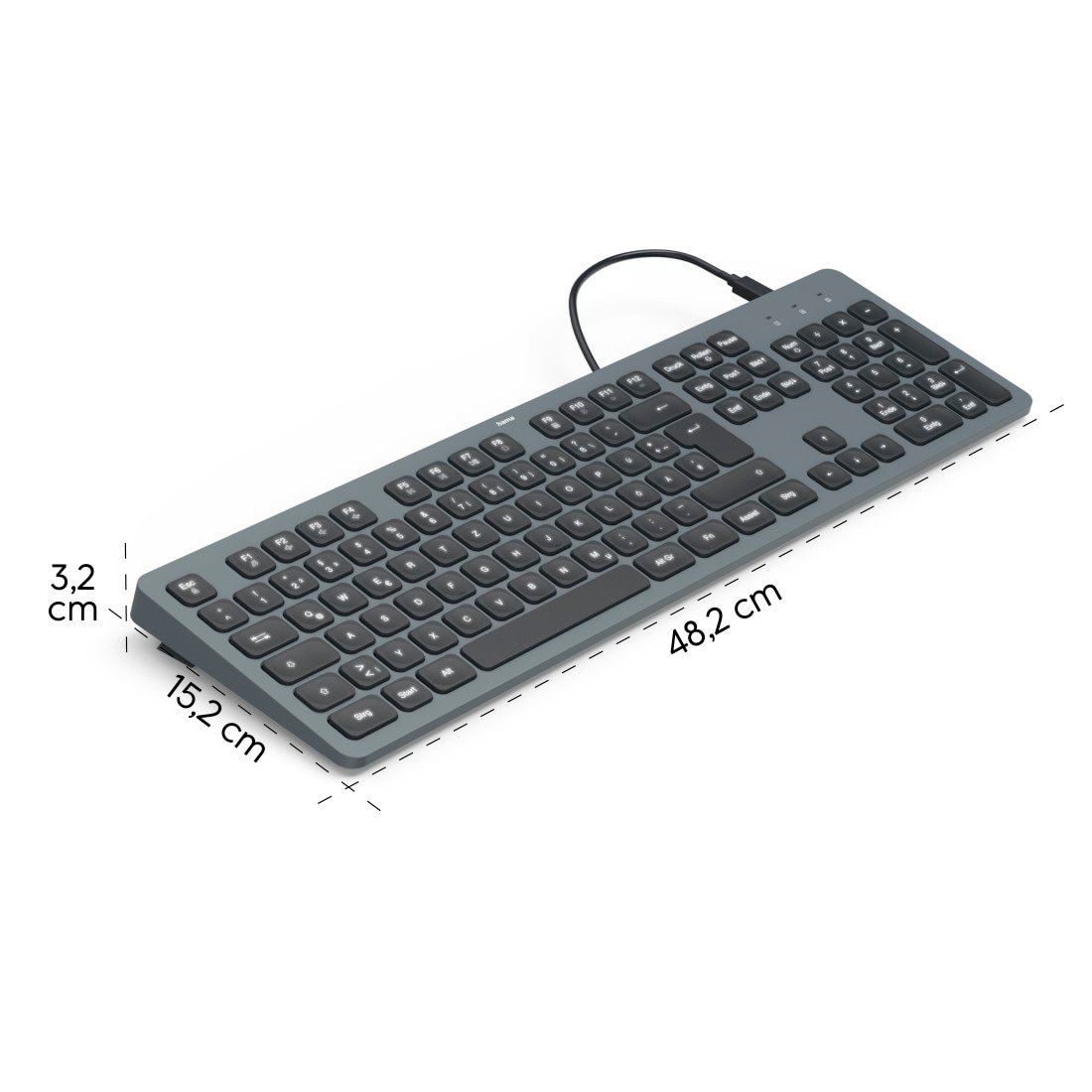 Hama Tastatur »Tastatur CK-400 (kabelgebunden, beleuchtet, QUERTZ)« (ausklappbare Füße)