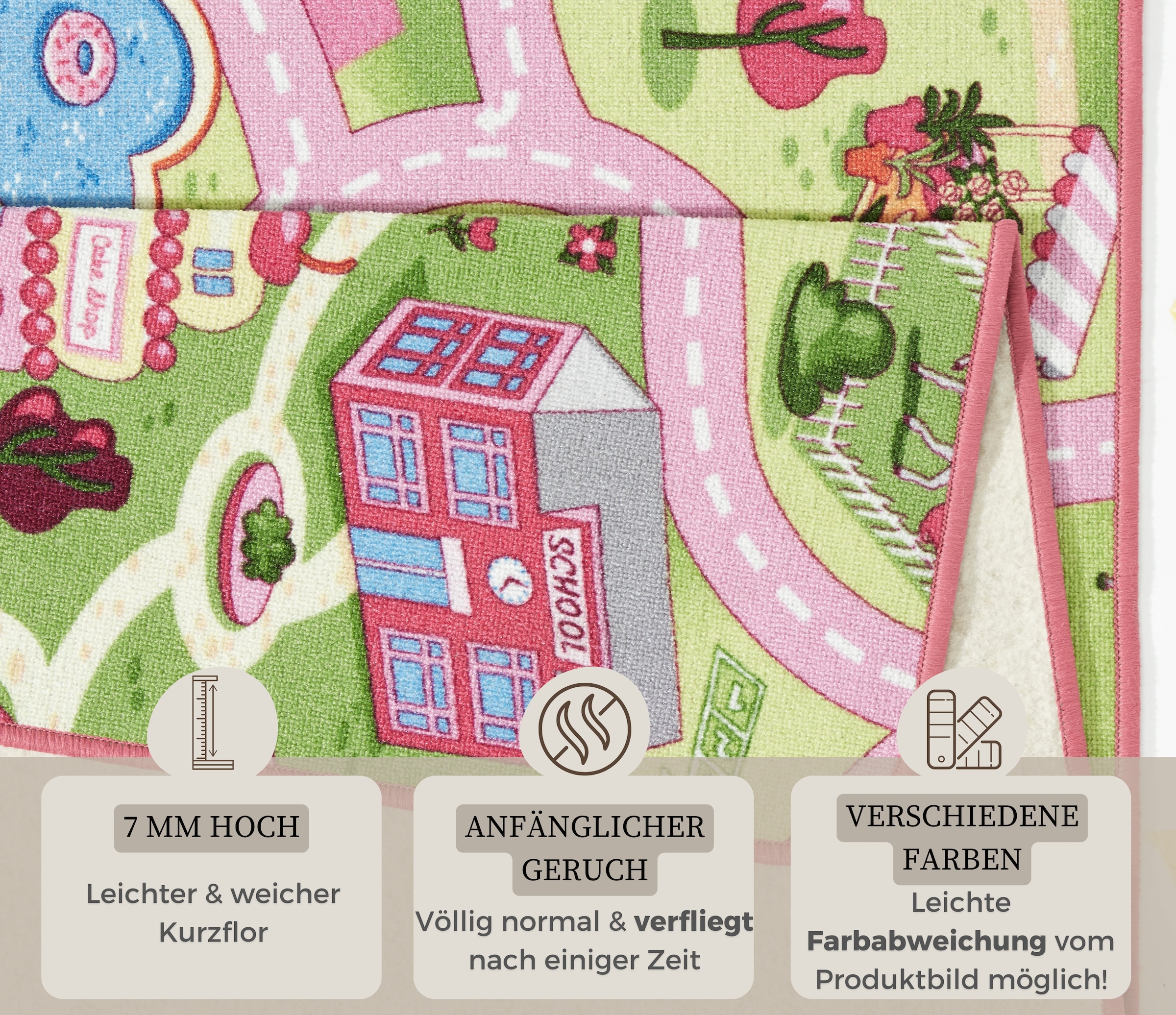 HANSE Home Kinderteppich »Sweettown«, rechteckig, 7 mm Höhe, Kurzflor, Straßen-Spielteppich, Spielunterlage, Kinderzimmer