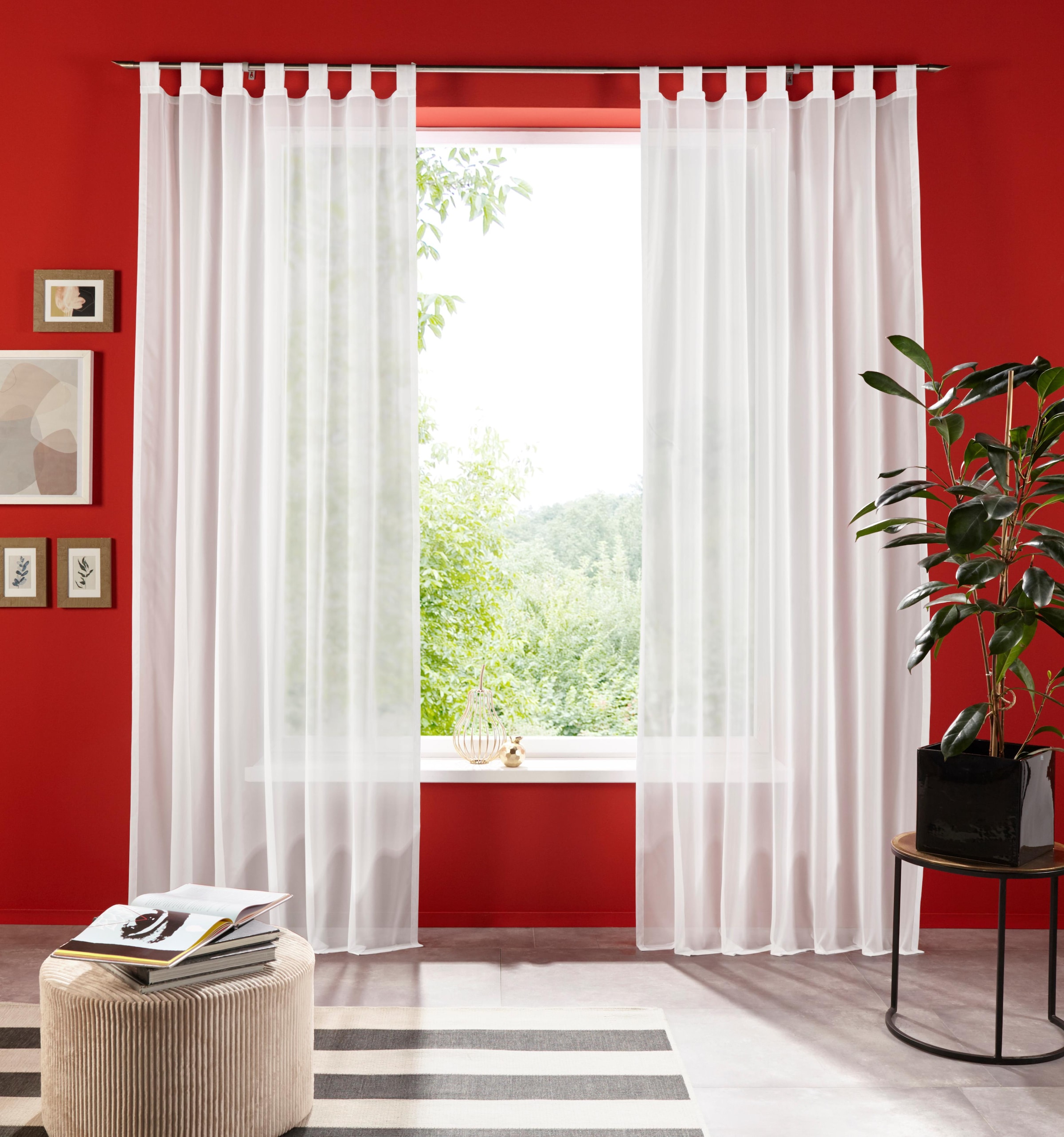 OTTO home Gardine "XANA mit Schlaufen, Topseller" Schlaufen 1 Stk. tlg. Bestseller, einfarbig, 1 Schal, pflegeleicht, preiswert