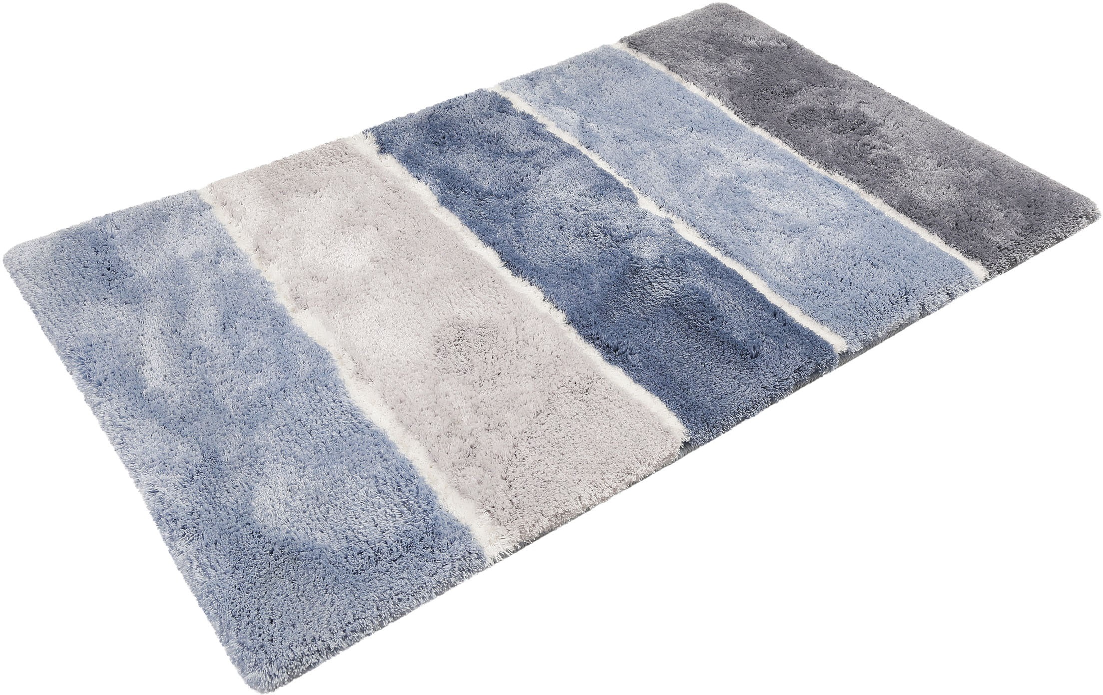 Homie Living Badematte "Rio Marina" Höhe 30 mm rutschhemmend beschichtet fußbodenheizungsgeeignet  schnell trocknend flauschiger Badteppich, modern gestreift, waschbar, Badezimmerteppich