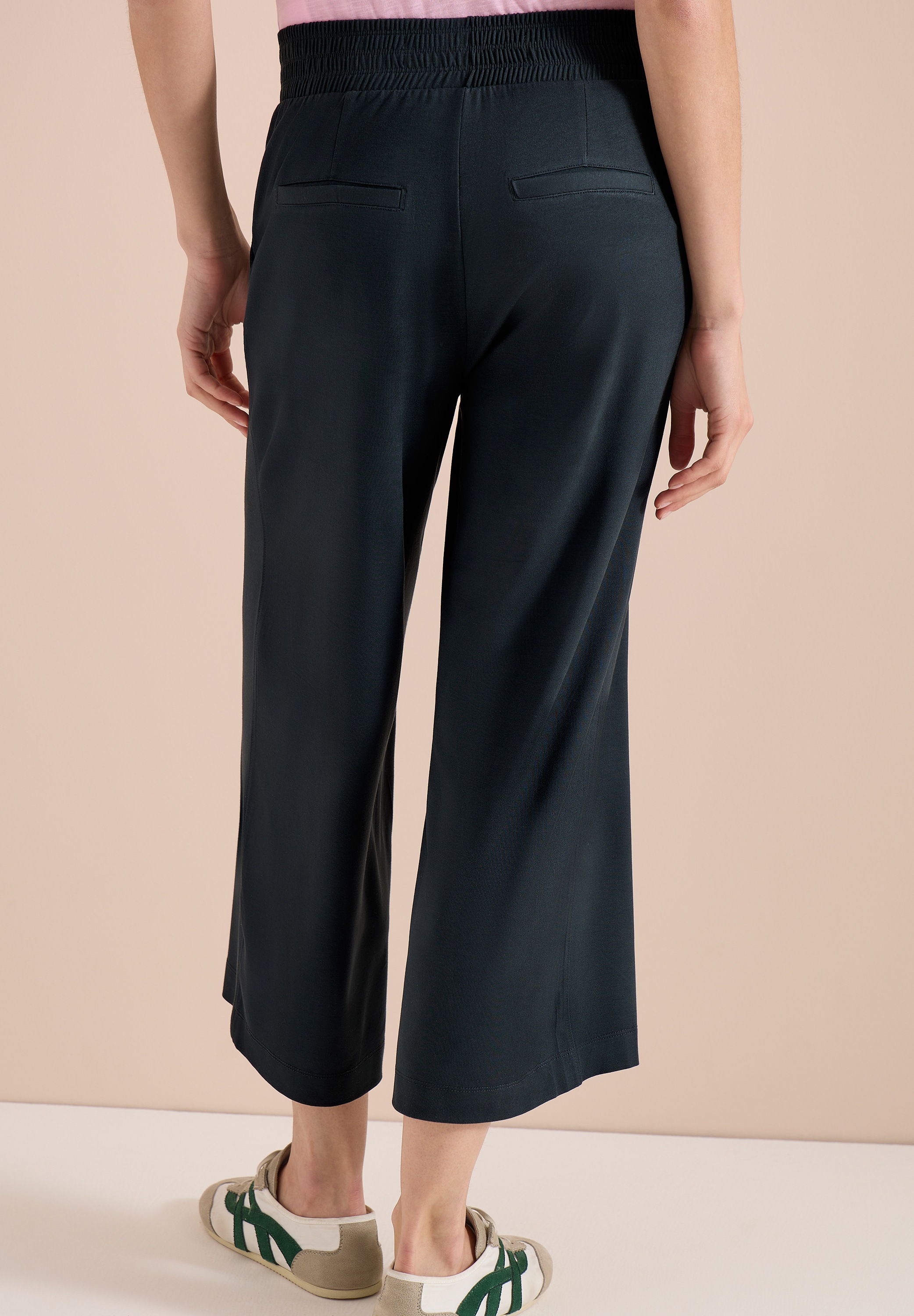 Cecil Jerseyhose  mit elastischem Schlupfbund, High-Waist, Wide Leg