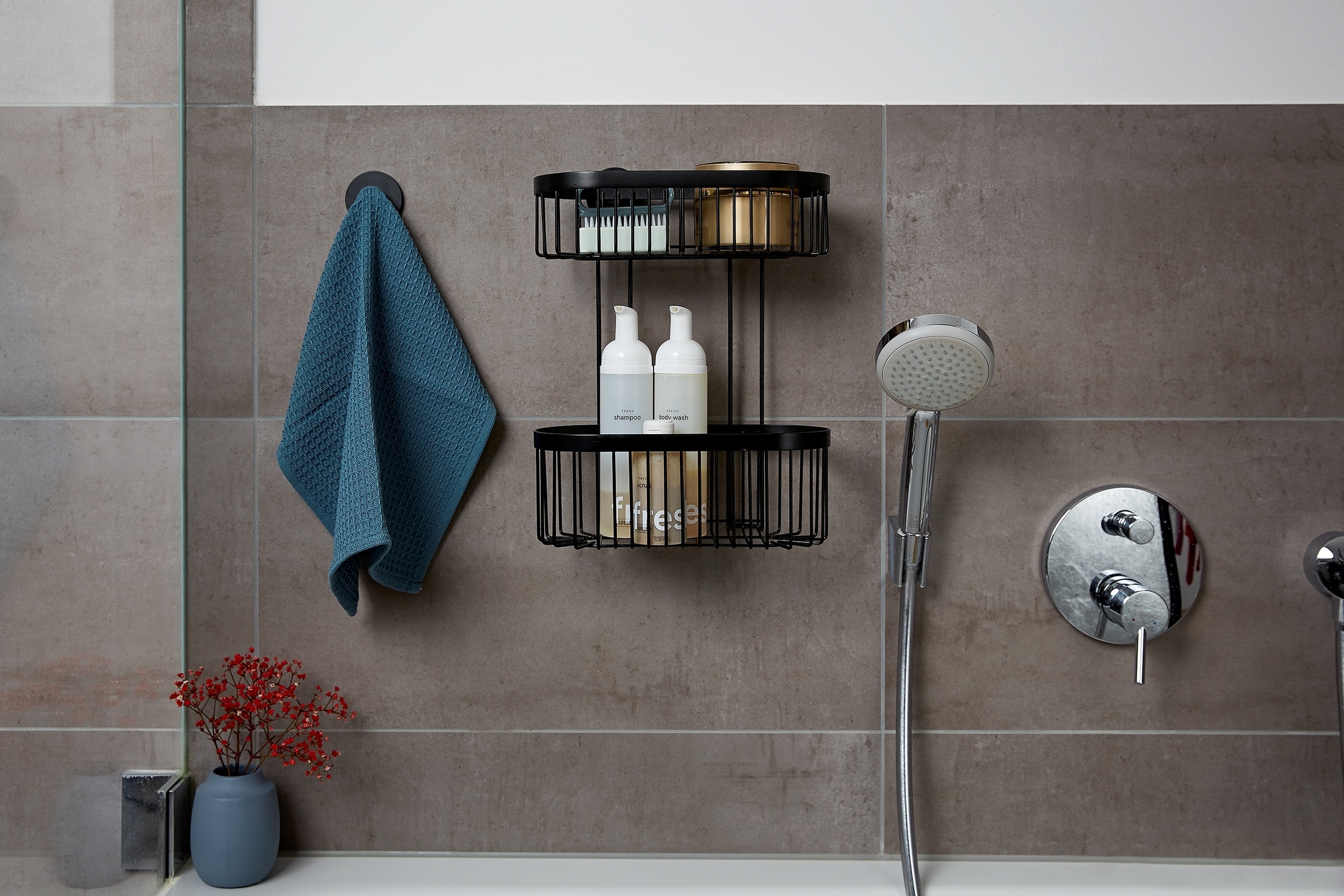 WENKO Badregal »Classic Plus« Wandregal, befestigen ohne Bohren, Vacuum-Loc®, aus Stahl, schwarz