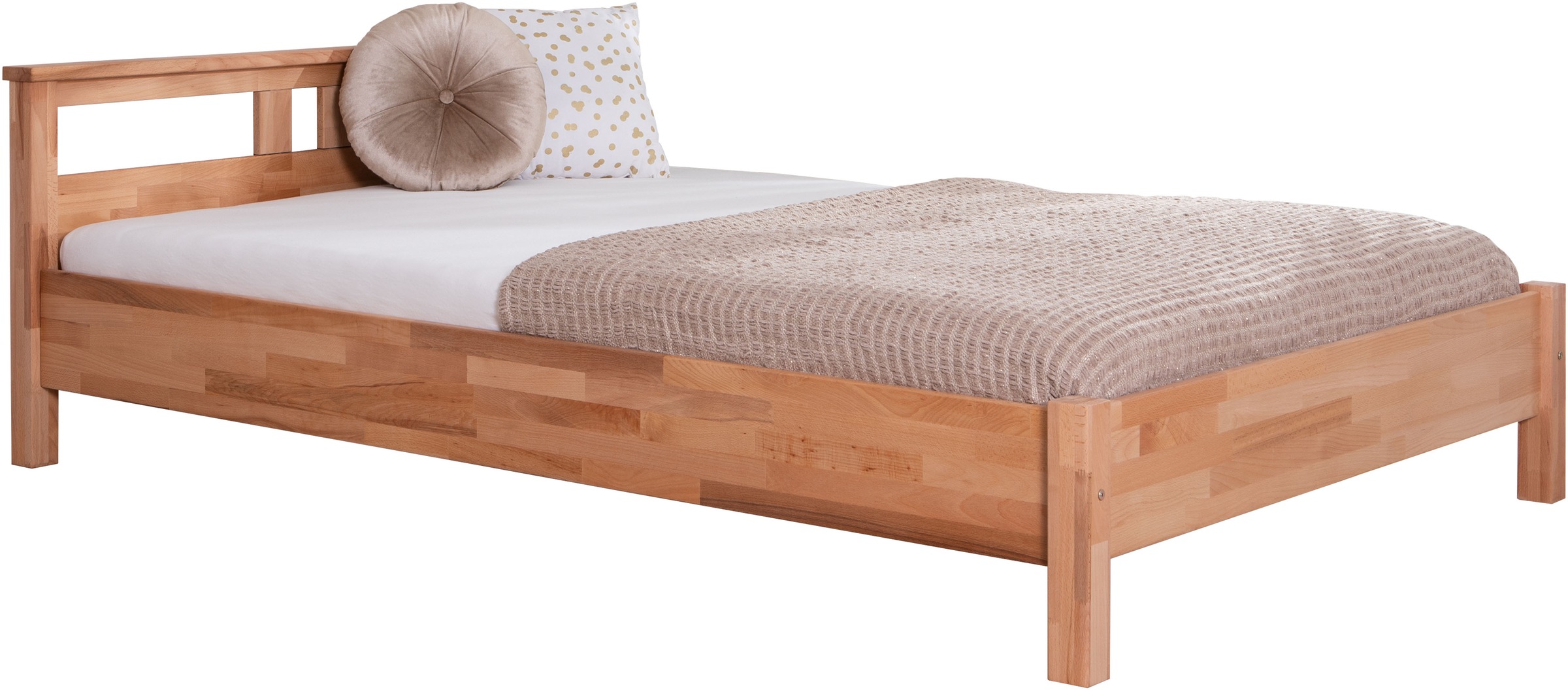 Ticaa Massivholzbett »Merci«, Doppelbett, aus Buche Massivholz, inkl. Rollrost