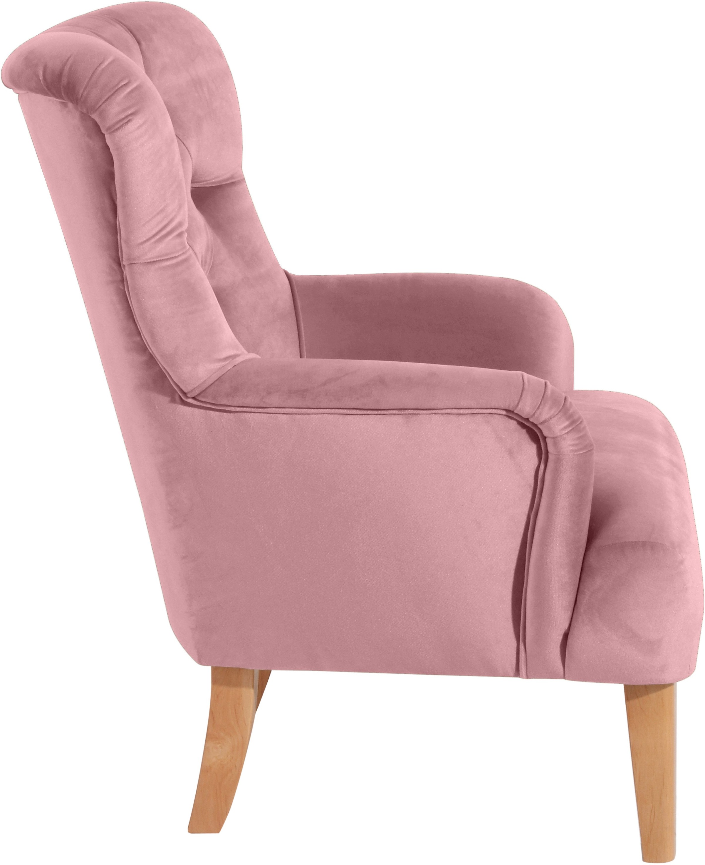 Max Winzer® Chesterfield-Sessel »Bradley, Loungesessel, Chesterfield Optik in aktuellen Farben, bequem«, hohe Rückenlehne mit edler Knopfheftung, Retro und modern, hoher Fuß