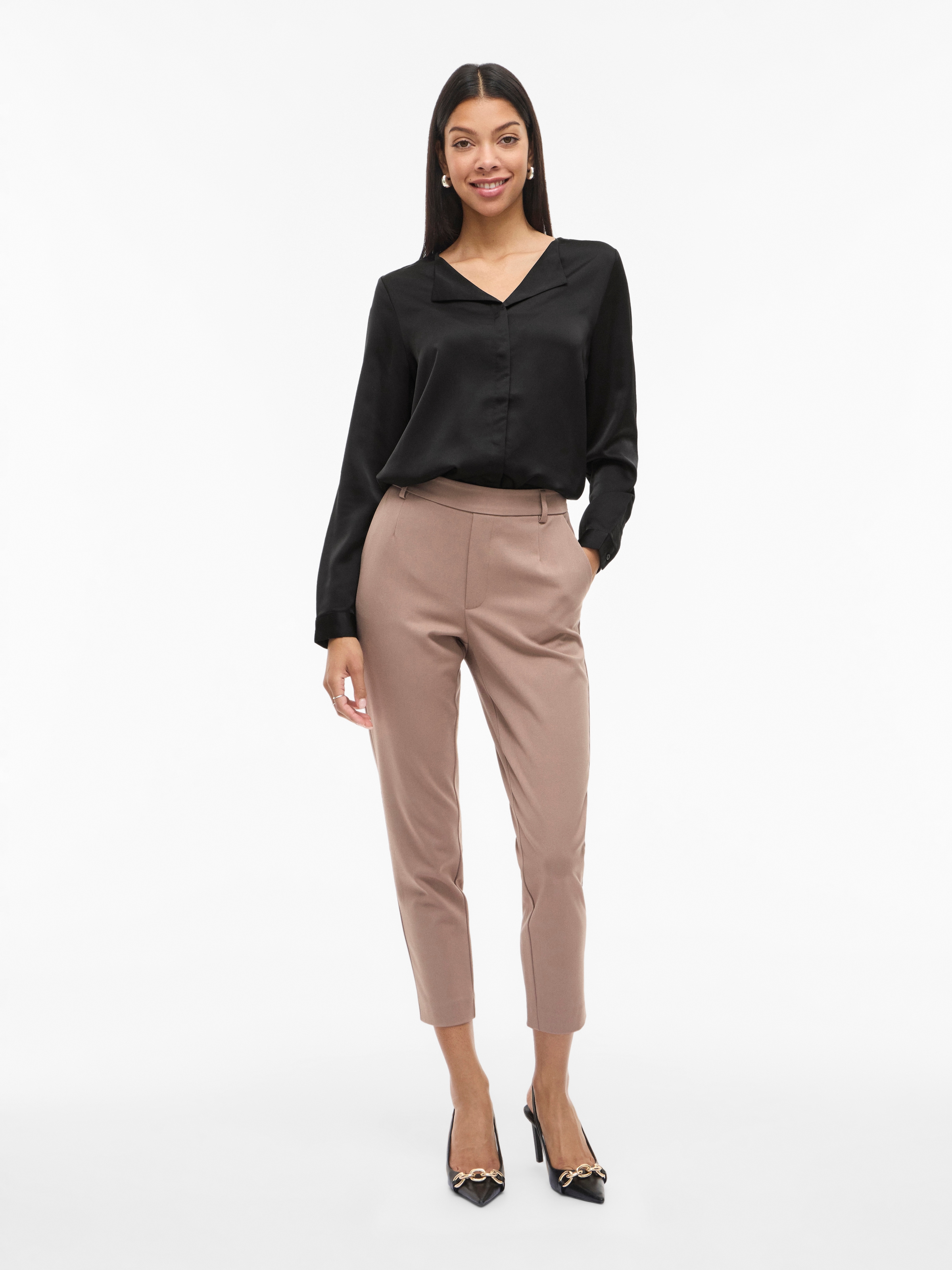 Vila Hemdbluse »VIELLETTE V-NECK L/S SATIN SHIRT - NOOS«