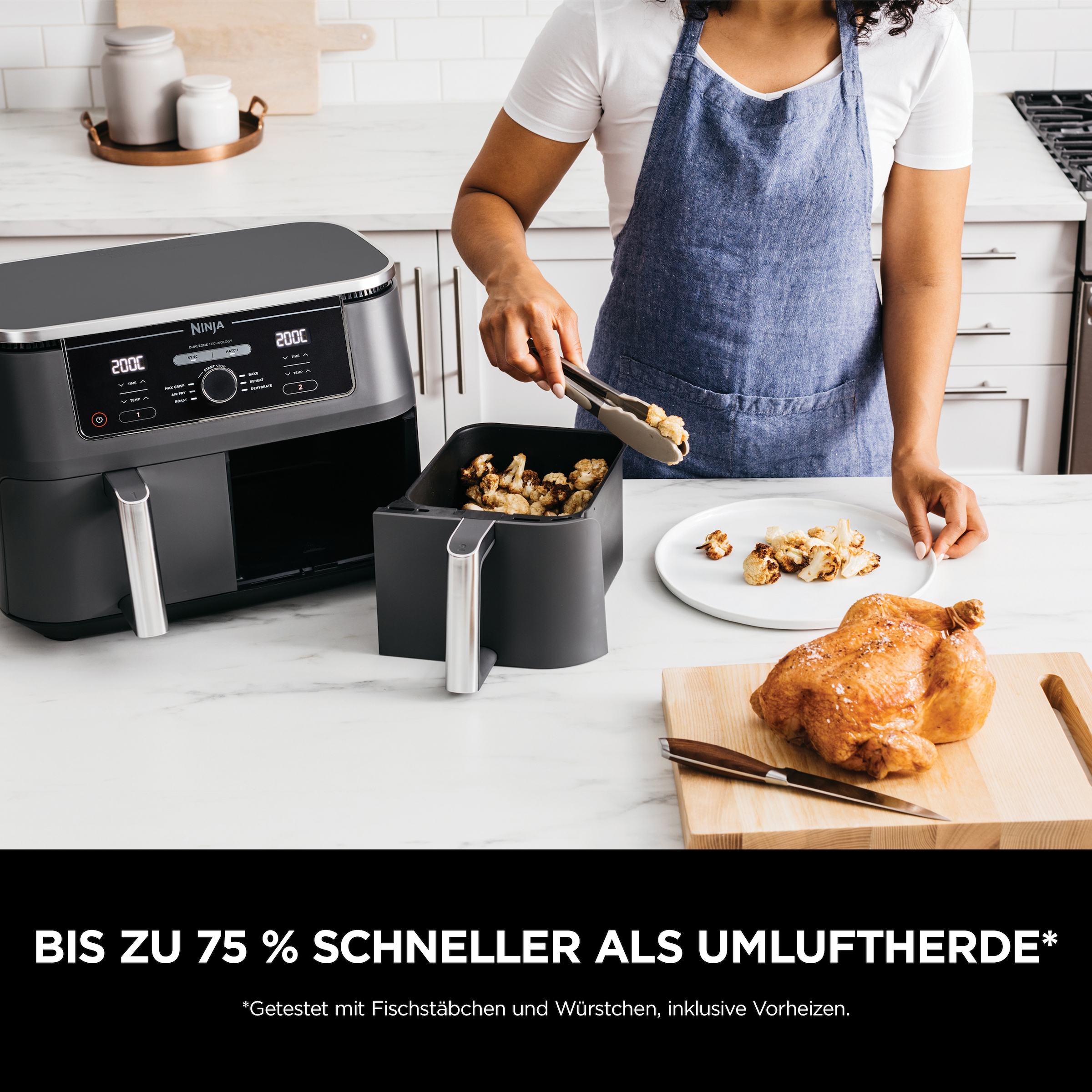 NINJA Heißluftfritteuse »Foodi AF400EU Dual Zone Airfryer«, 2470 W, Kapazität je 1,4 kg, incl. 2 Crisper Gittereinsätze