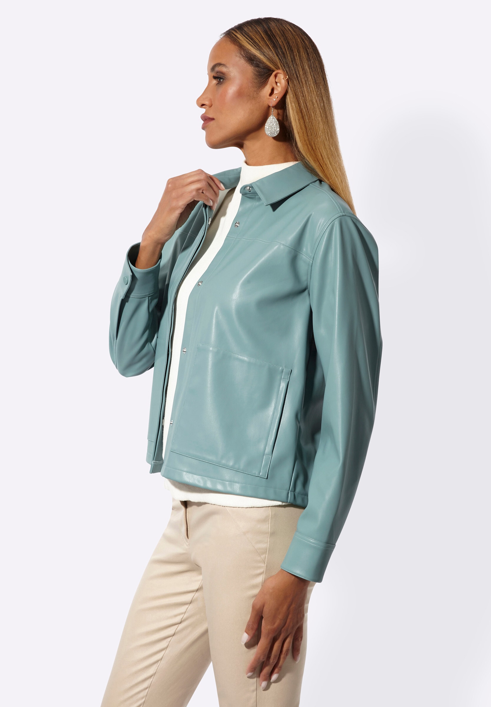 creation L Jackenblazer »Lederimitat-Blazer Lederimitat-Blazer mit verdeckter Druckknopfleiste«