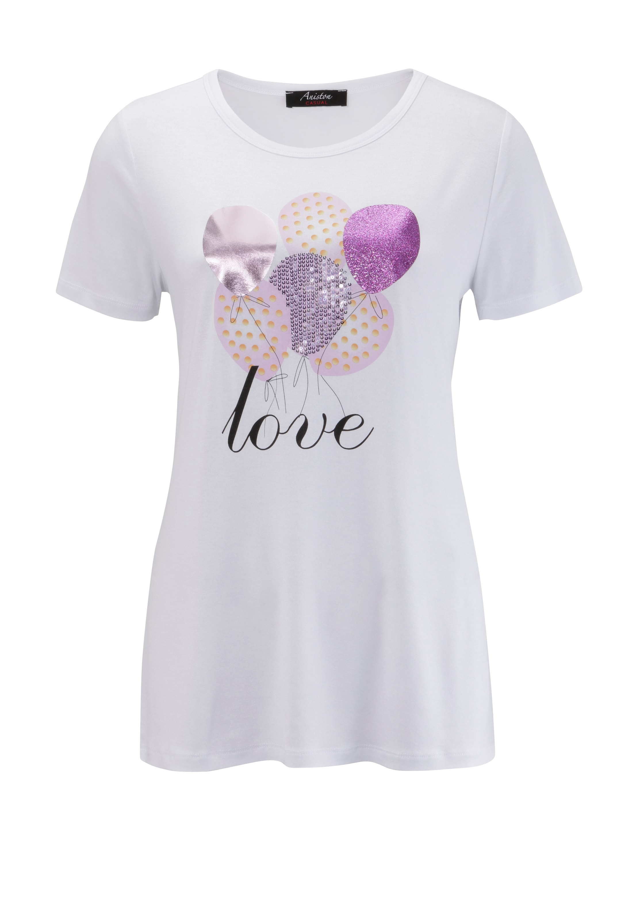 Aniston CASUAL T-Shirt, mit Luftballons bedruckt, teilweise mit Pailletten  und Glitzerdruck bei