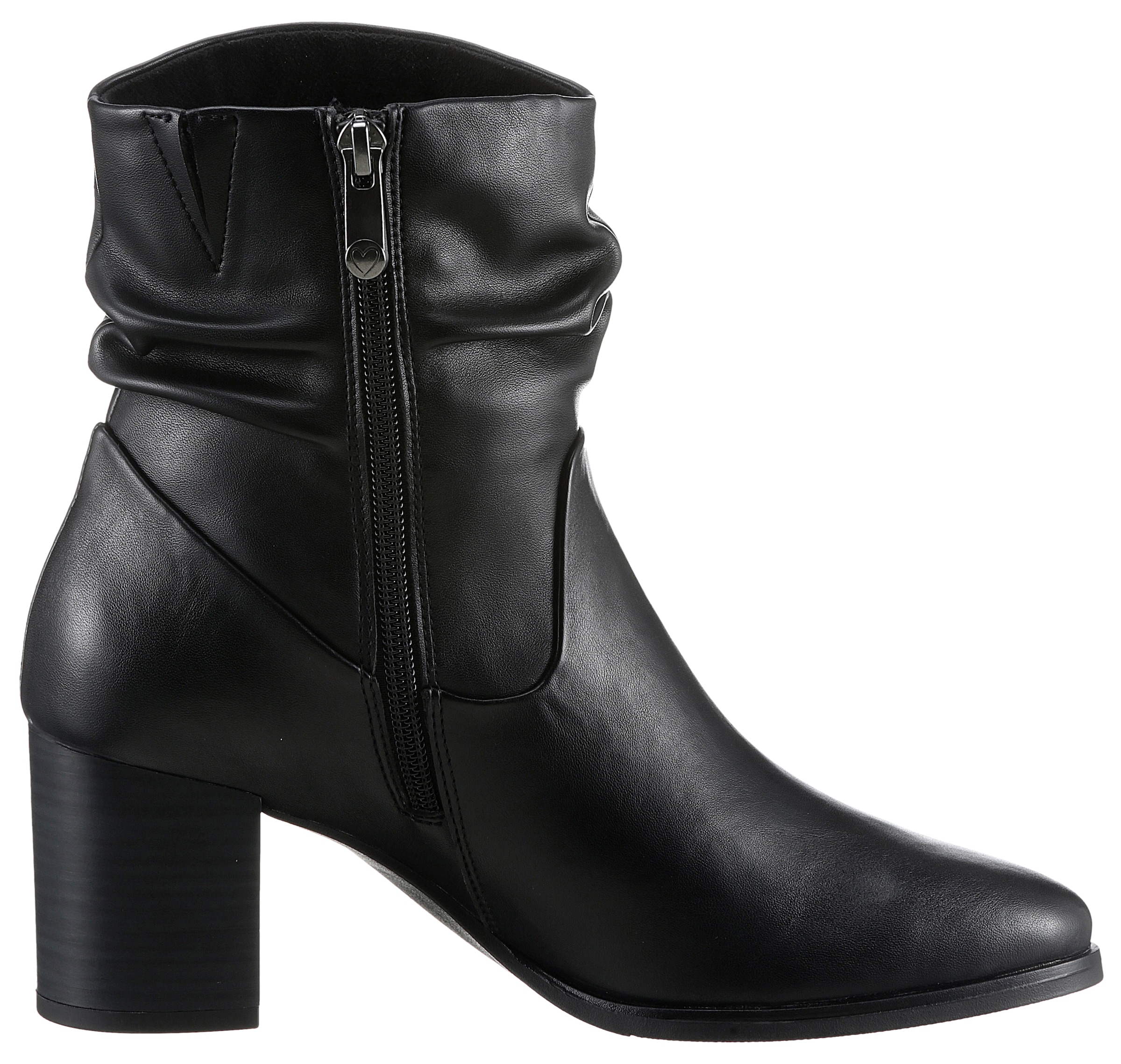 MARCO TOZZI Stiefelette  , Blockabsatz, Businessschuh mit Falten im slouchy Look