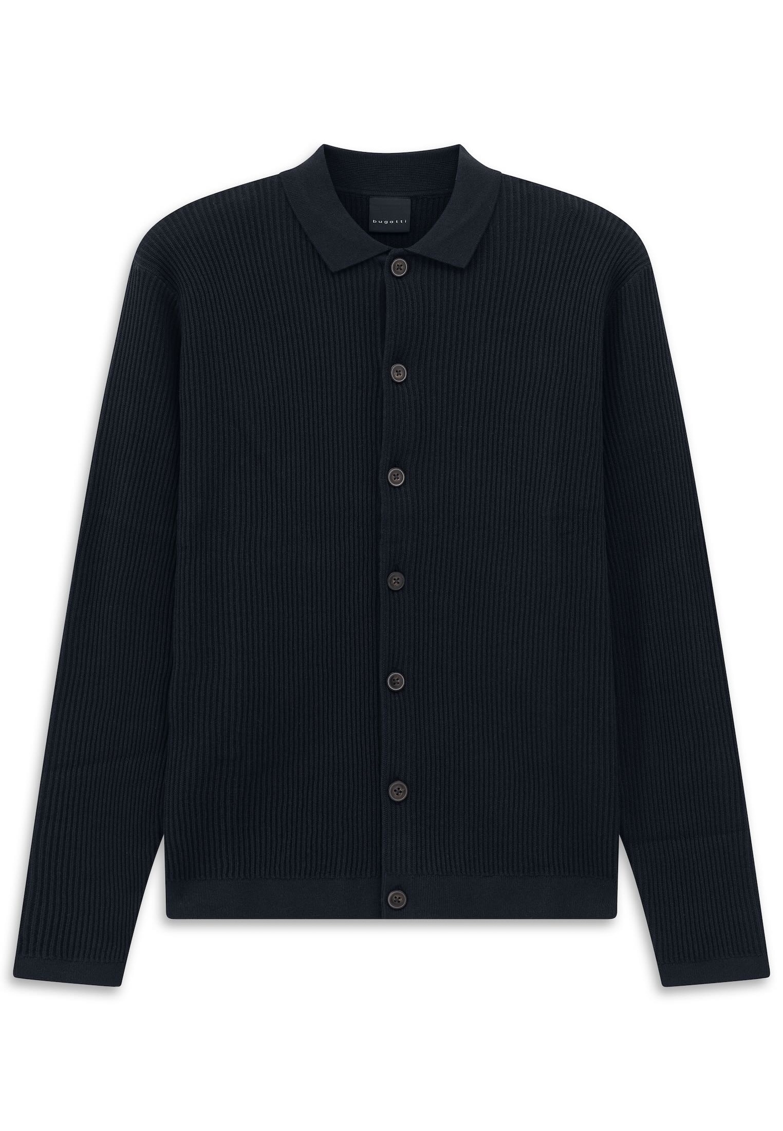 bugatti Strickjacke »Regular Fit« geknöpft mit Polokragen