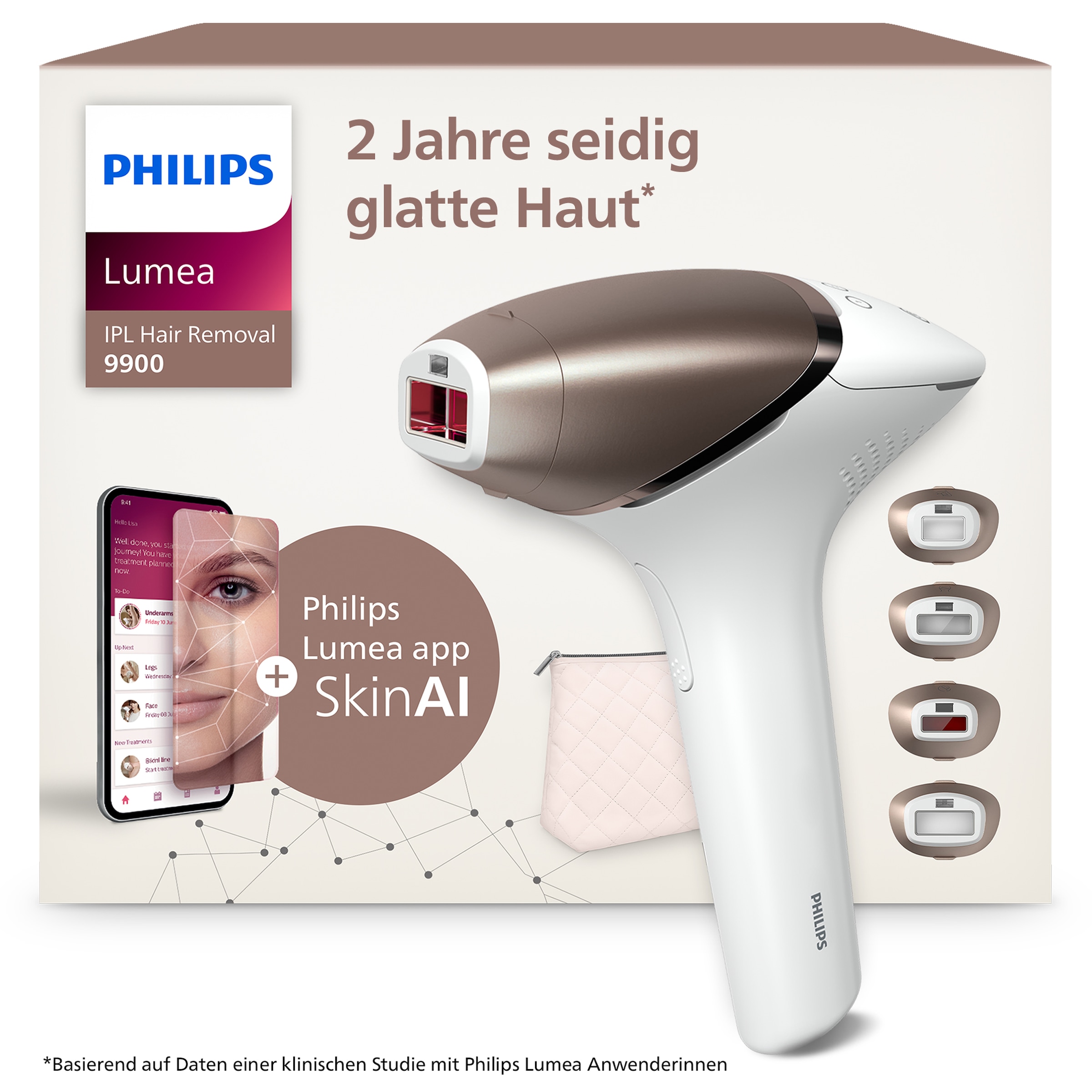 Philips IPL-Haarentferner »Philips Lumea Series 9000 BRI958/00« 450.000 Lichtimpulse 4 Aufsätze (Achseln, Bikinizone, Körper und Gesicht), kabellos