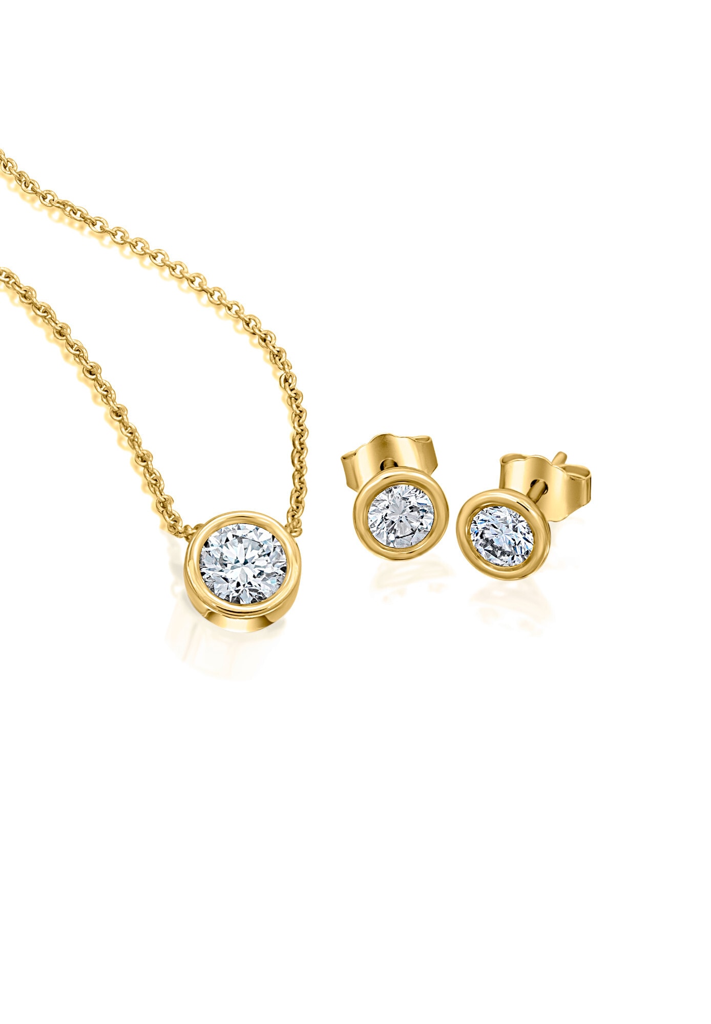 ONE ELEMENT Goldkette »0.1 ct Diamant Brillant Zarge Halskette aus 585 Gelbgold  45 cm Ø 4,55 mm«