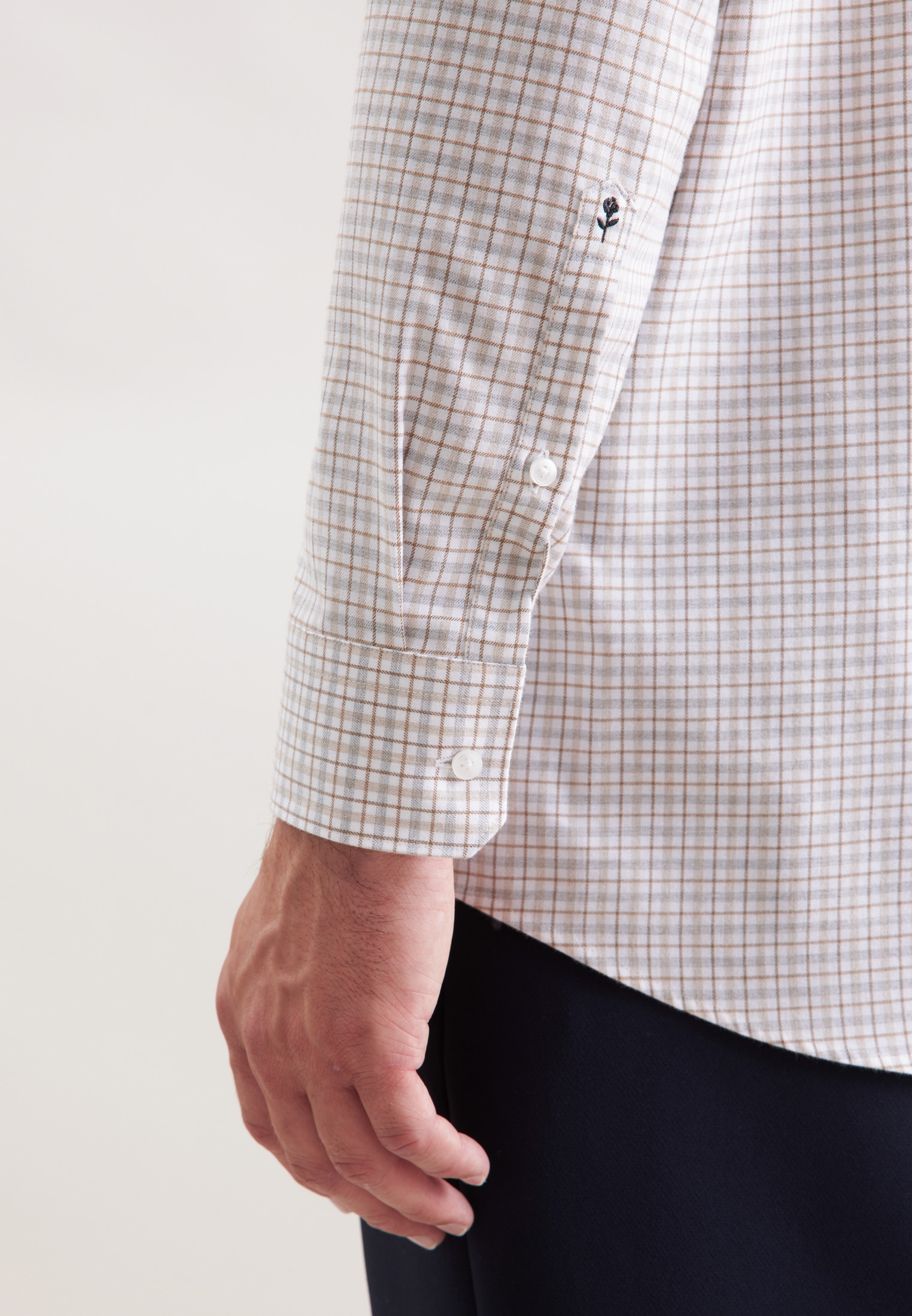 seidensticker Flanellhemd »Schwarze Rose« Regular 1/1 Button-Down-Kragen Karo