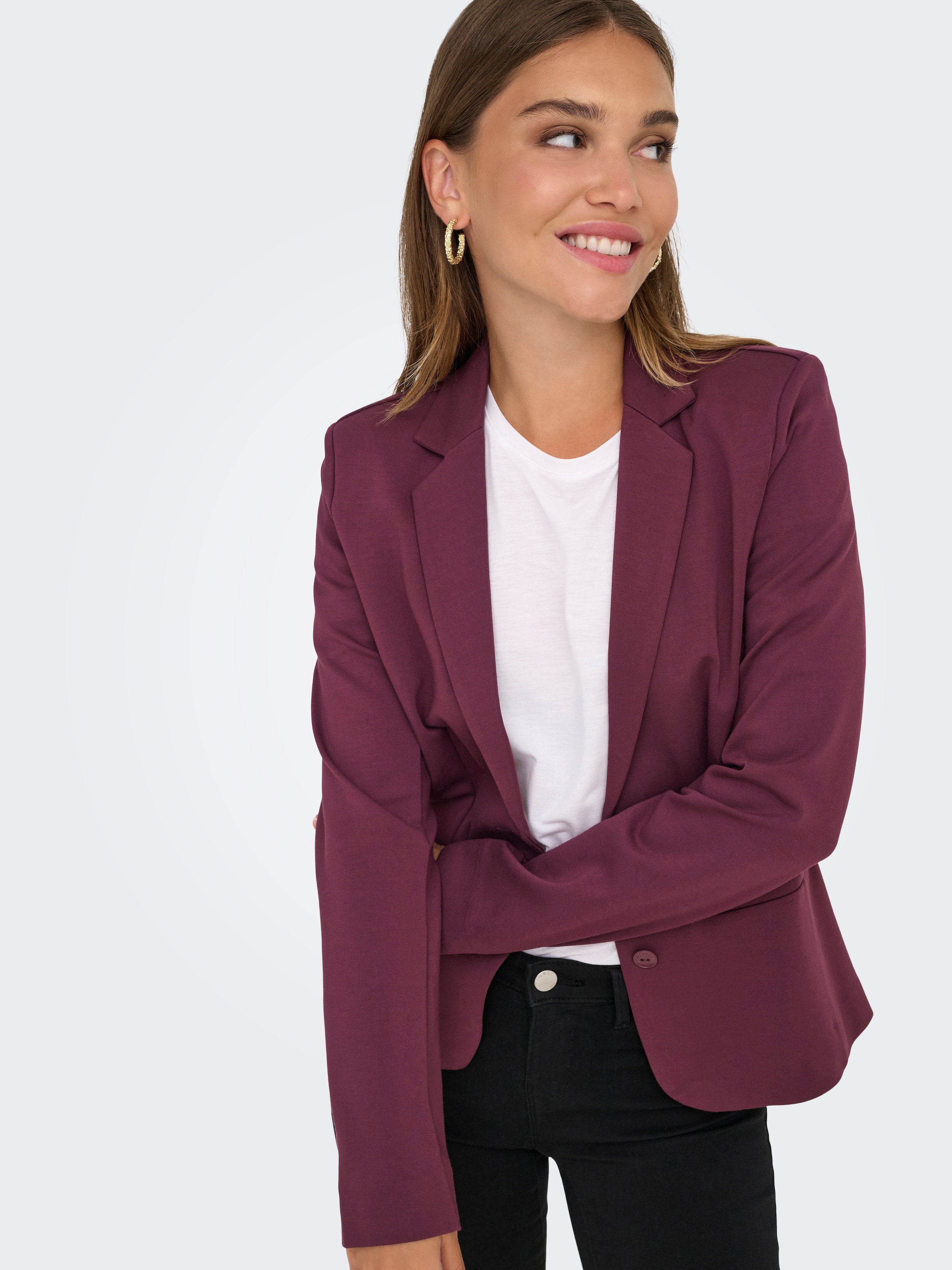 ONLY Jerseyblazer »ONLPOPTRASH – 2-Knopf Blazer mit taillierter Silhouette«, regular fit, Milano Rib, Materialmix, Reverskragen, unifarben