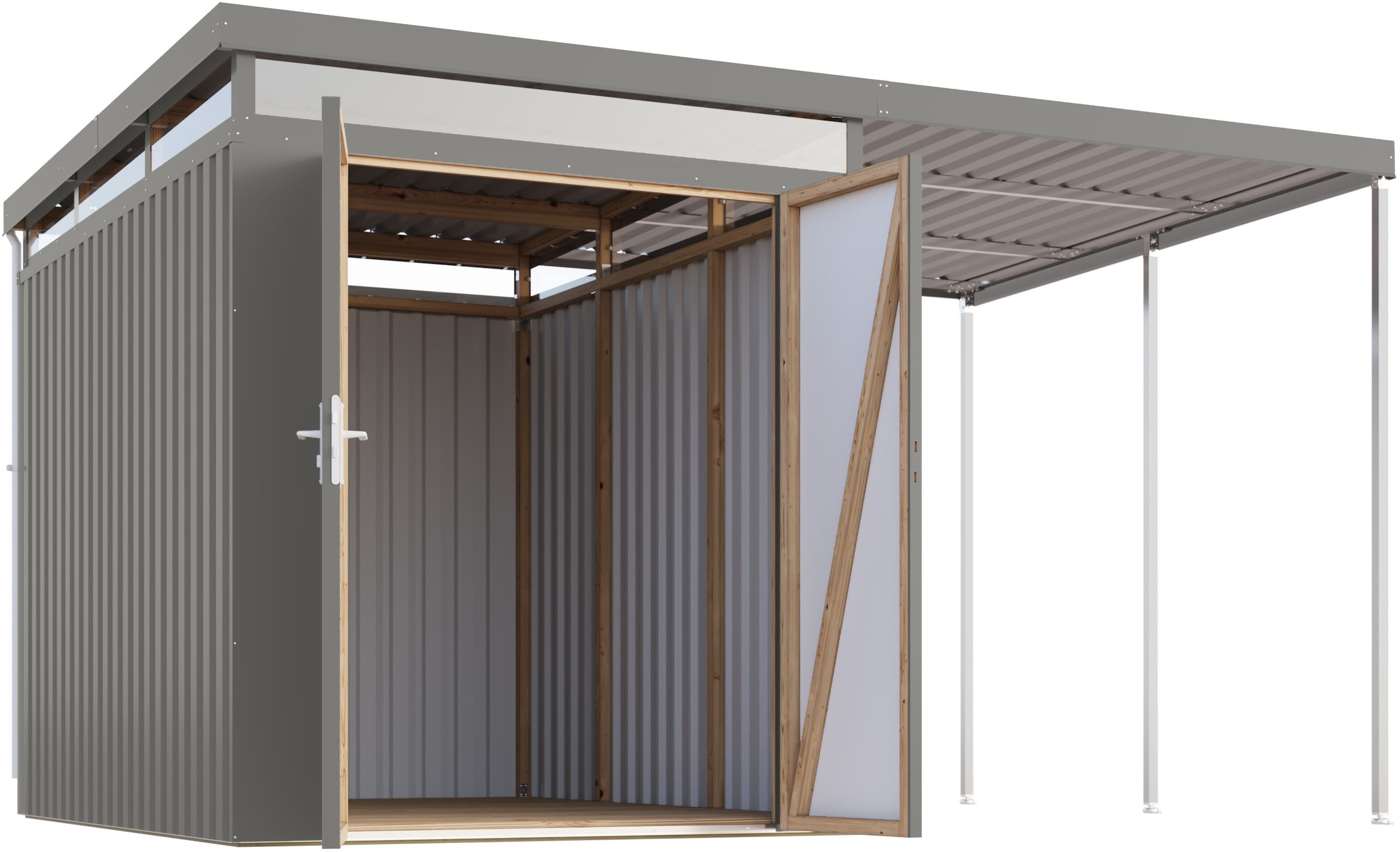 Karibu Gerätehaus »Titanium 2,5 SET mit Anbaudach« Made in Germany