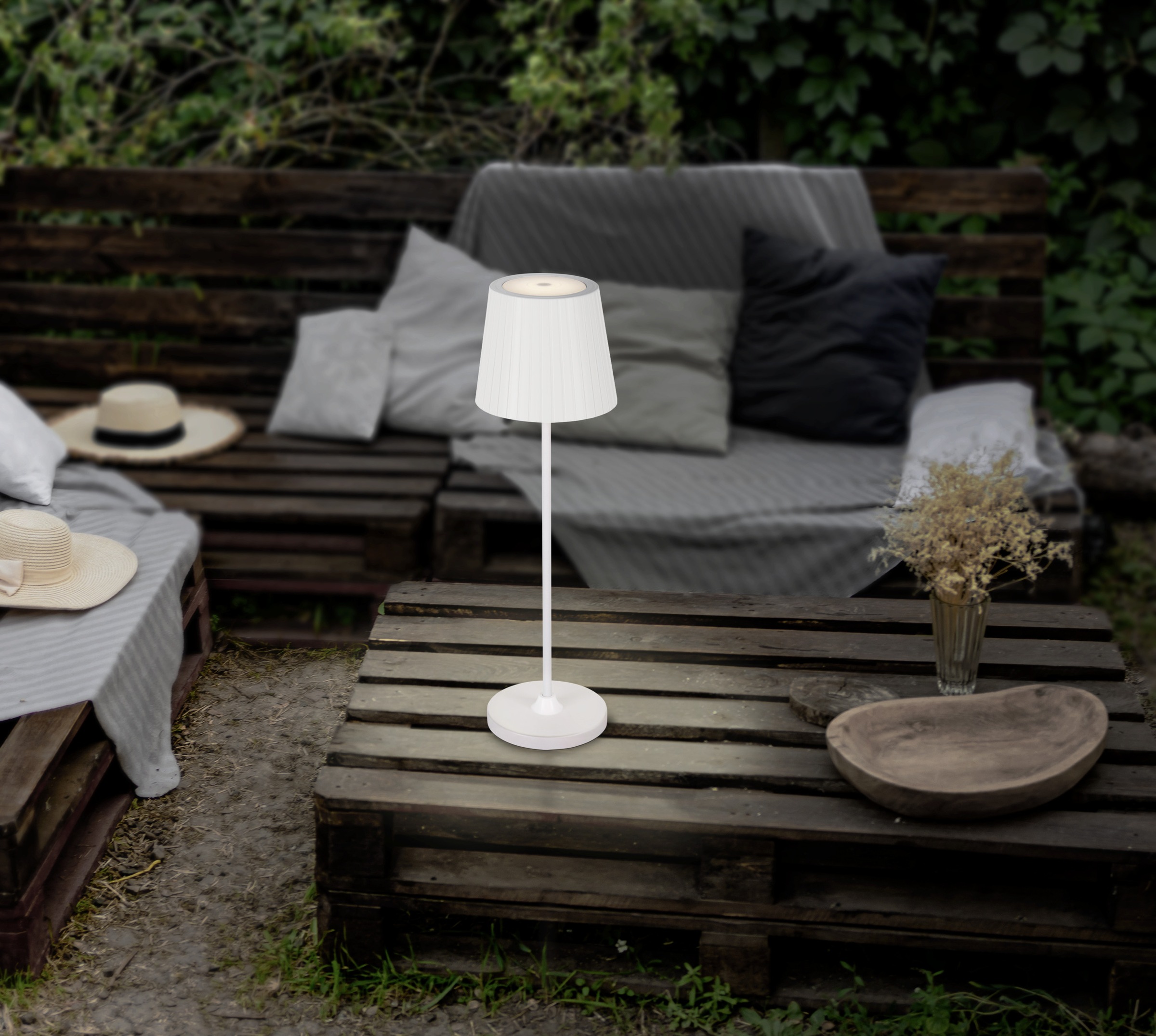 EGLO Tischleuchte »CABOZO Tischlampe - Kunststoff - LED - 3,8W - IP44« LED-Modul 1 Stk. Neutralweiß | Warmweiß Solarleuchte, Außentischleuchte, Akku, Leselampe, H37 x Ø11 cm