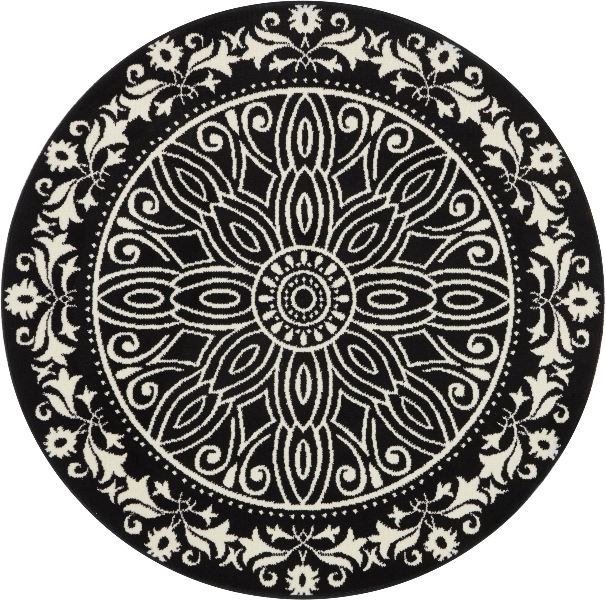 Home affaire Teppich »Hugh«, rund, 8 mm Höhe, Kurzflor, Mandala-Design, Zwei-Farben-Kombination