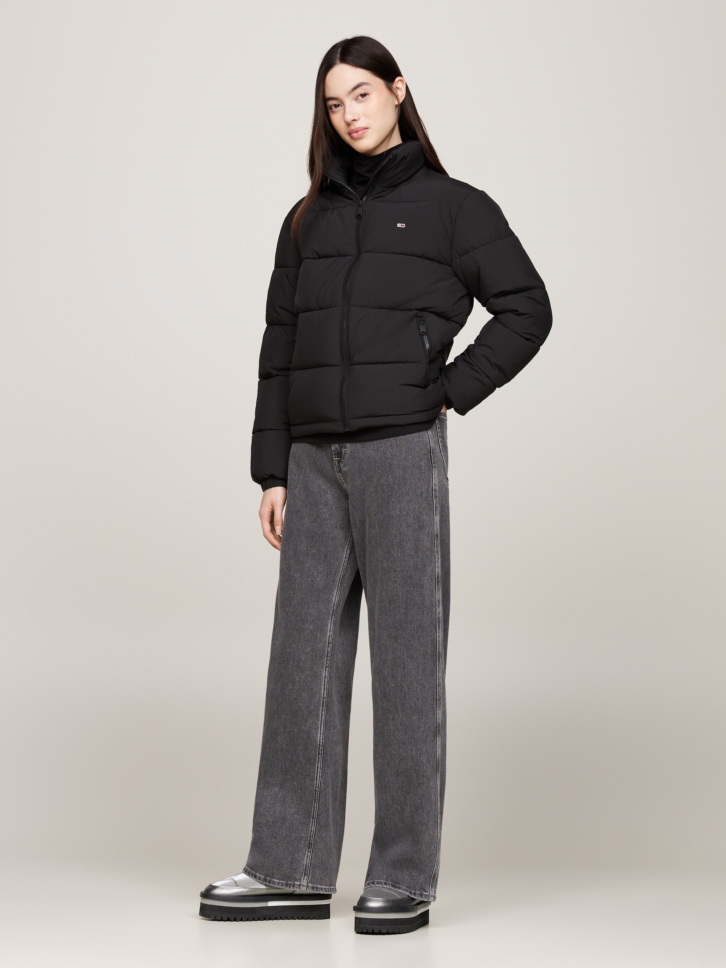 Tommy Jeans Winterboots »TJW NYLON FLATFORM BOOT WL«, Plateau, Snowboots, Ankleboots, Schlupfschuh mit Anziehlasche