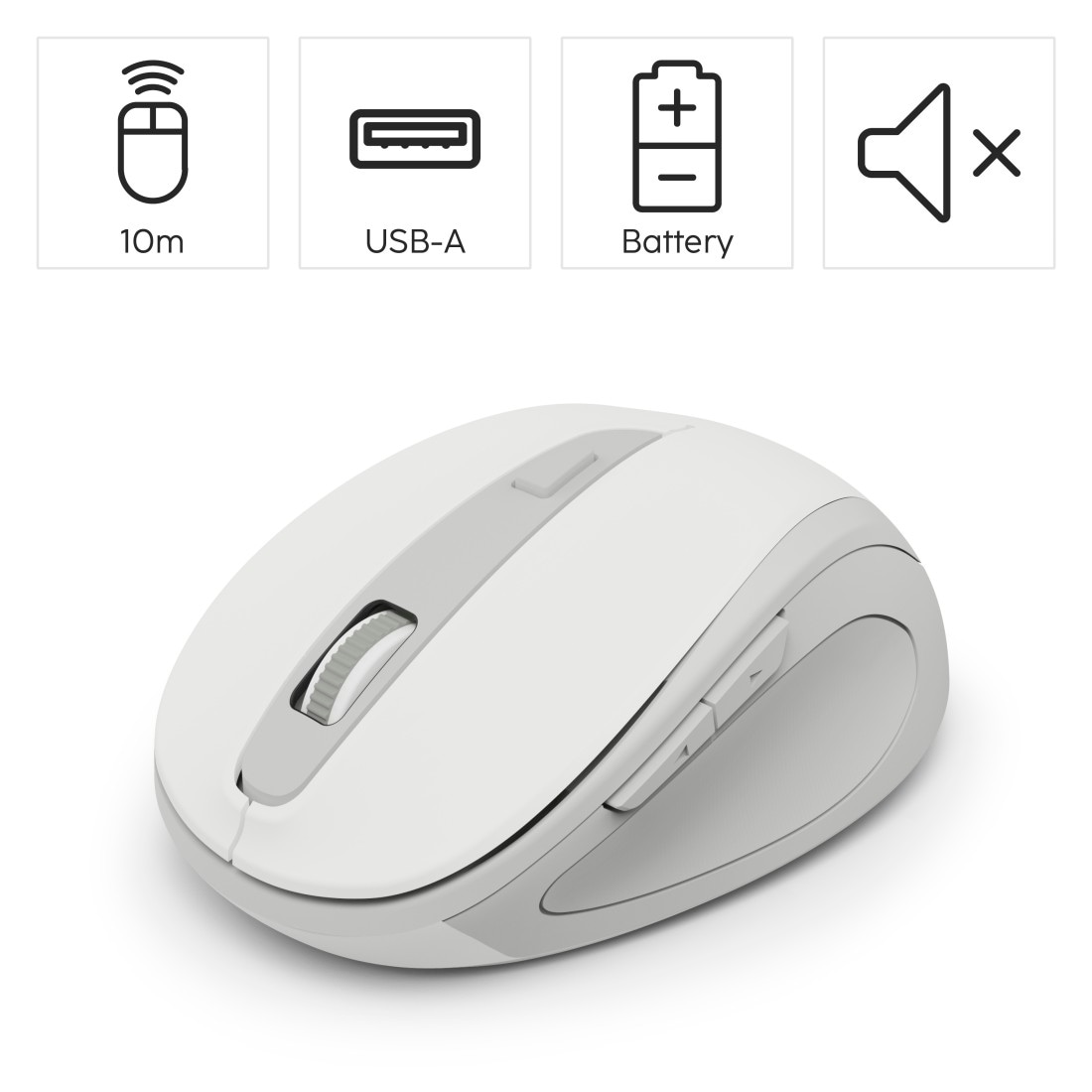 Hama Maus »Funkmaus WM-400 ergonomisch optisch 6 Tasten leise« Funk Ergonomisch, flüsterleise, 6 Tasten, DPI-Schalter, USB-Empfänger