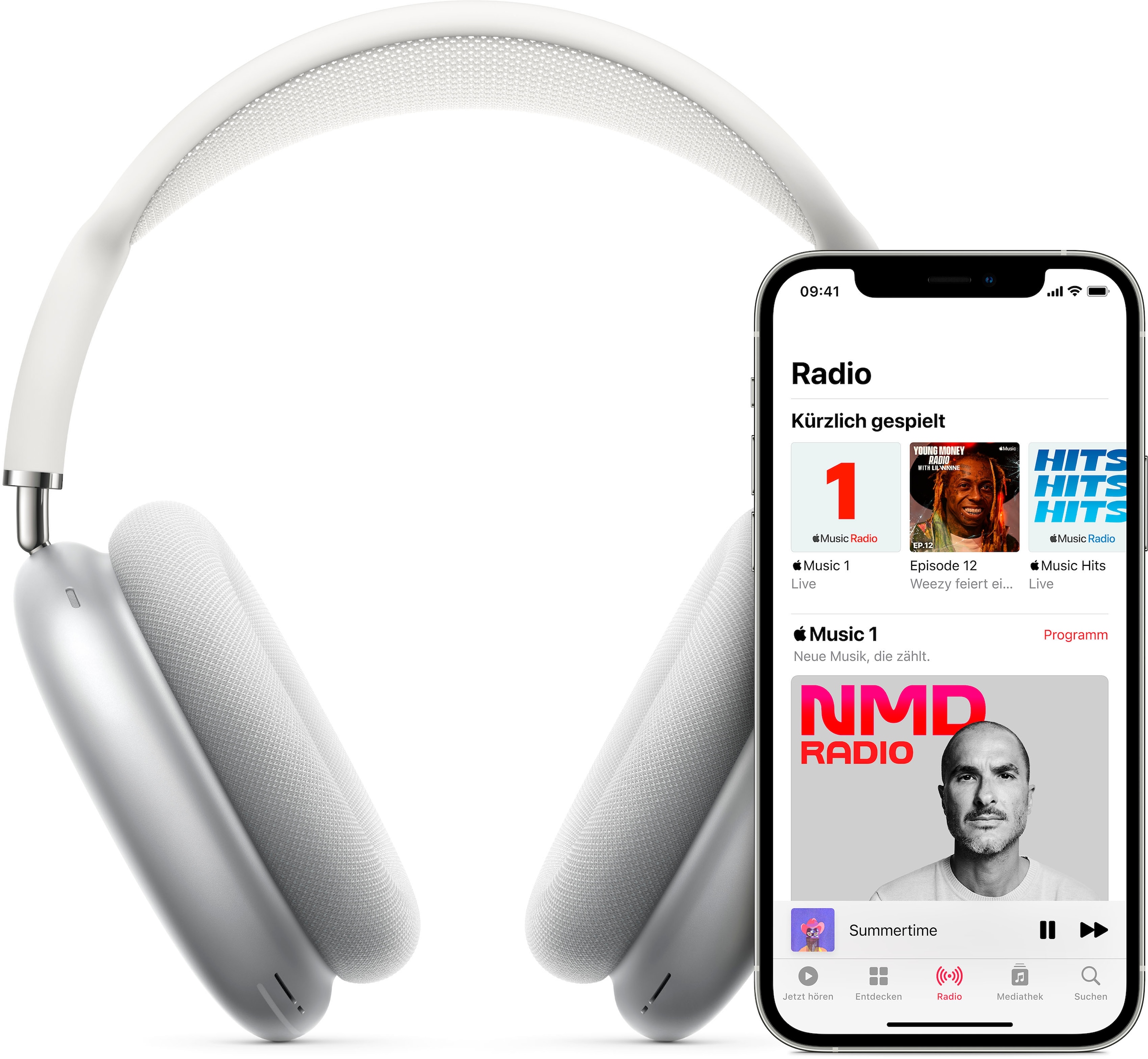 Apple Over-Ear-Kopfhörer »AirPods Max«, Bluetooth, Active Noise Cancelling (ANC)-Transparenzmodus-kompatibel mit Siri-integrierte Steuerung für Anrufe und Musik-Sprachsteuerung-Rauschunterdrückung