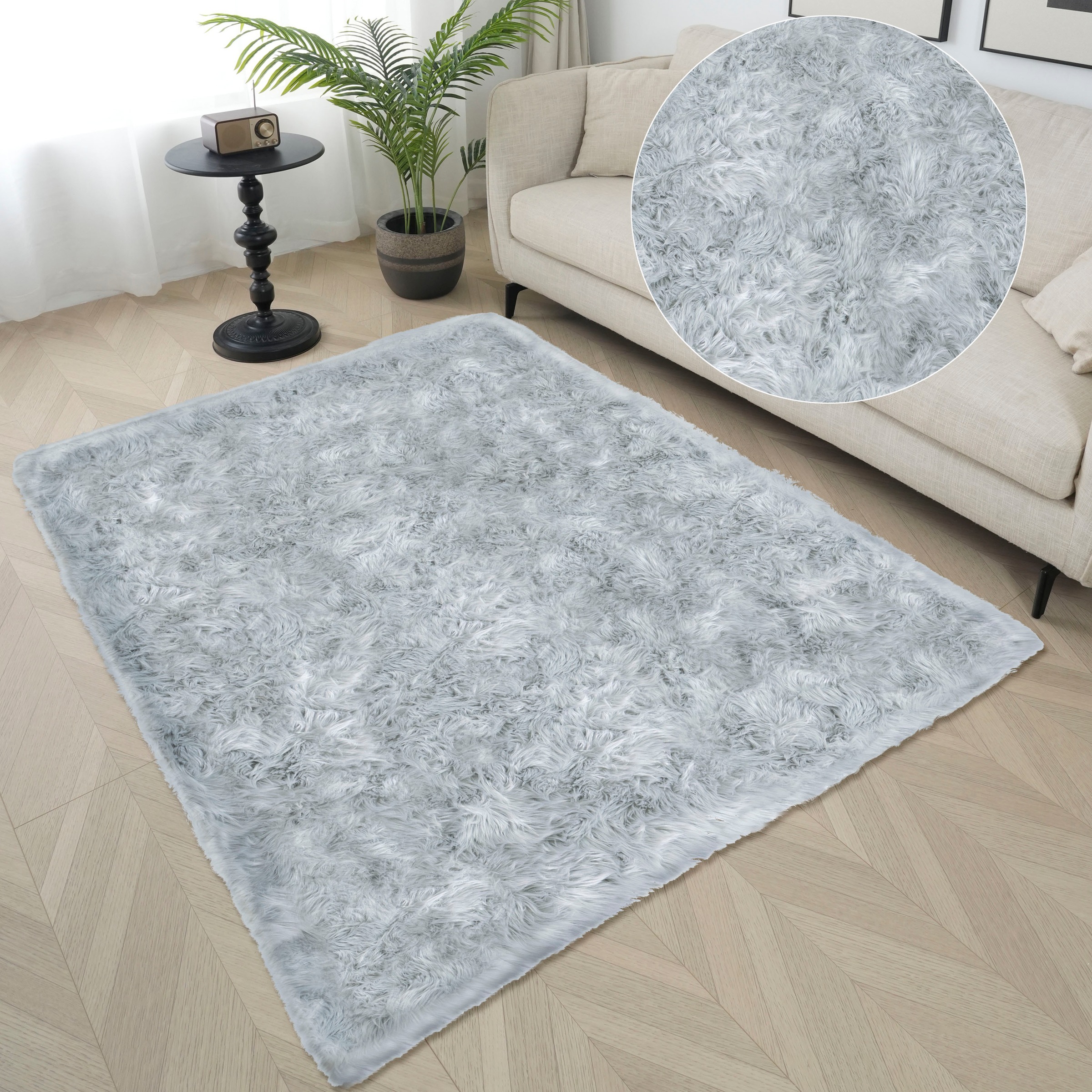 my home Hochflor-Teppich »Kalua, verschiedene Formen«, rechteckig, 60 mm Höhe, Kunstfell, weich, Uni-Farben, Wohnzimmer, Schlafzimmer, Esszimmer