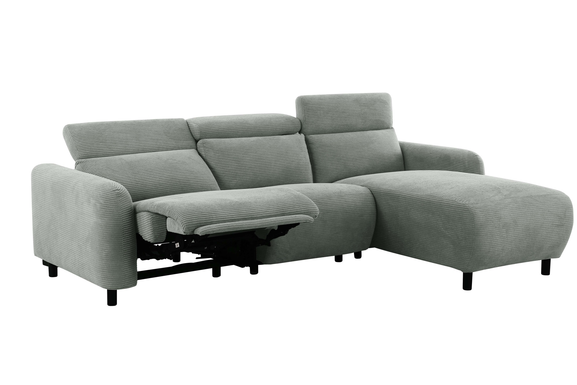 Home affaire Ecksofa »SKAANE in Cord, L-Form, 274 cm, manuelle u. elektrische Funktion,«, rundes Design, Kopfteilverstellung, Federkernpolsterung
