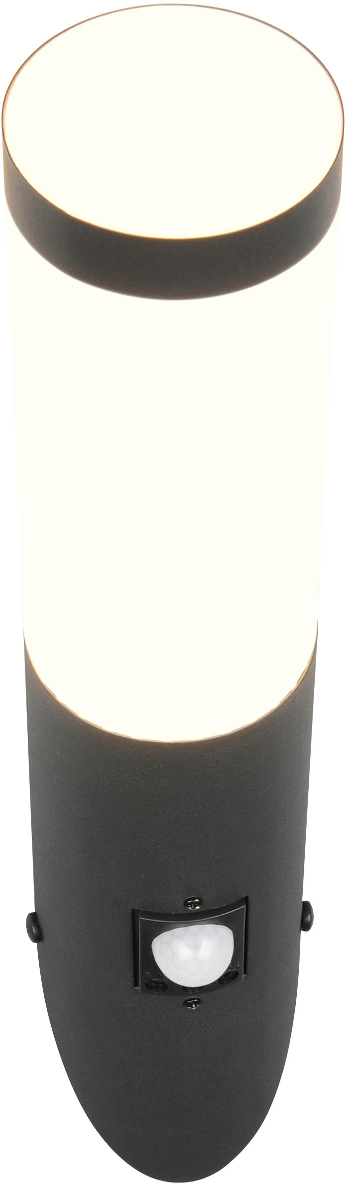 TRIO Leuchten Außen-Wandleuchte »TRIOTO, Outdoor Wandlampe Edelstahl, Wandfackel exkl 1x E27 max 25W« E27 1 Stk. warmweiß - kaltweiß röhrenförmige Hauswand Beleuchtung, Bewegungsmelder, IP44 39cm hoch