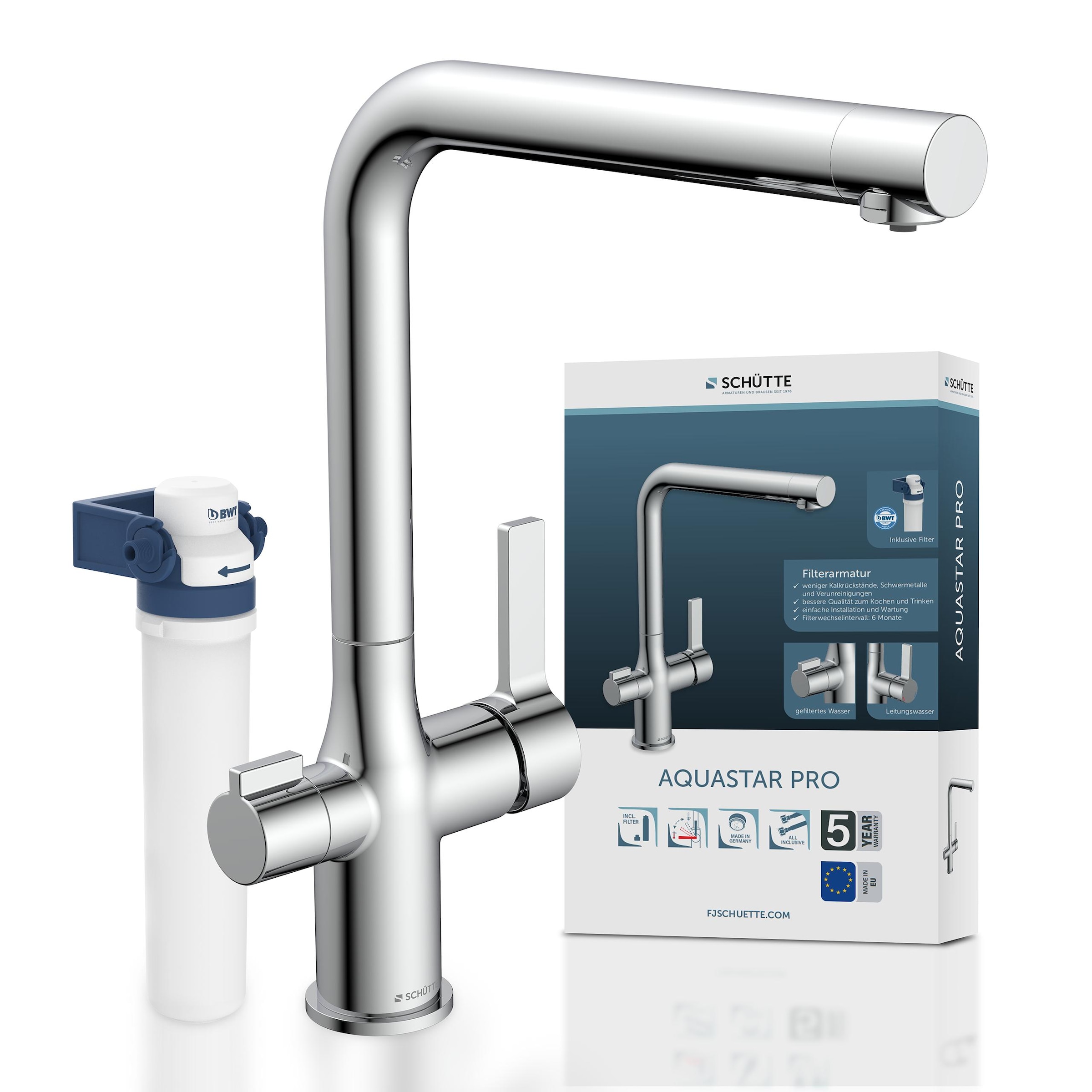 Schütte Spültischarmatur »AQUASTAR PRO« mit Filtersystem für Trinkwasser, praktische Cold-Start-Funktion