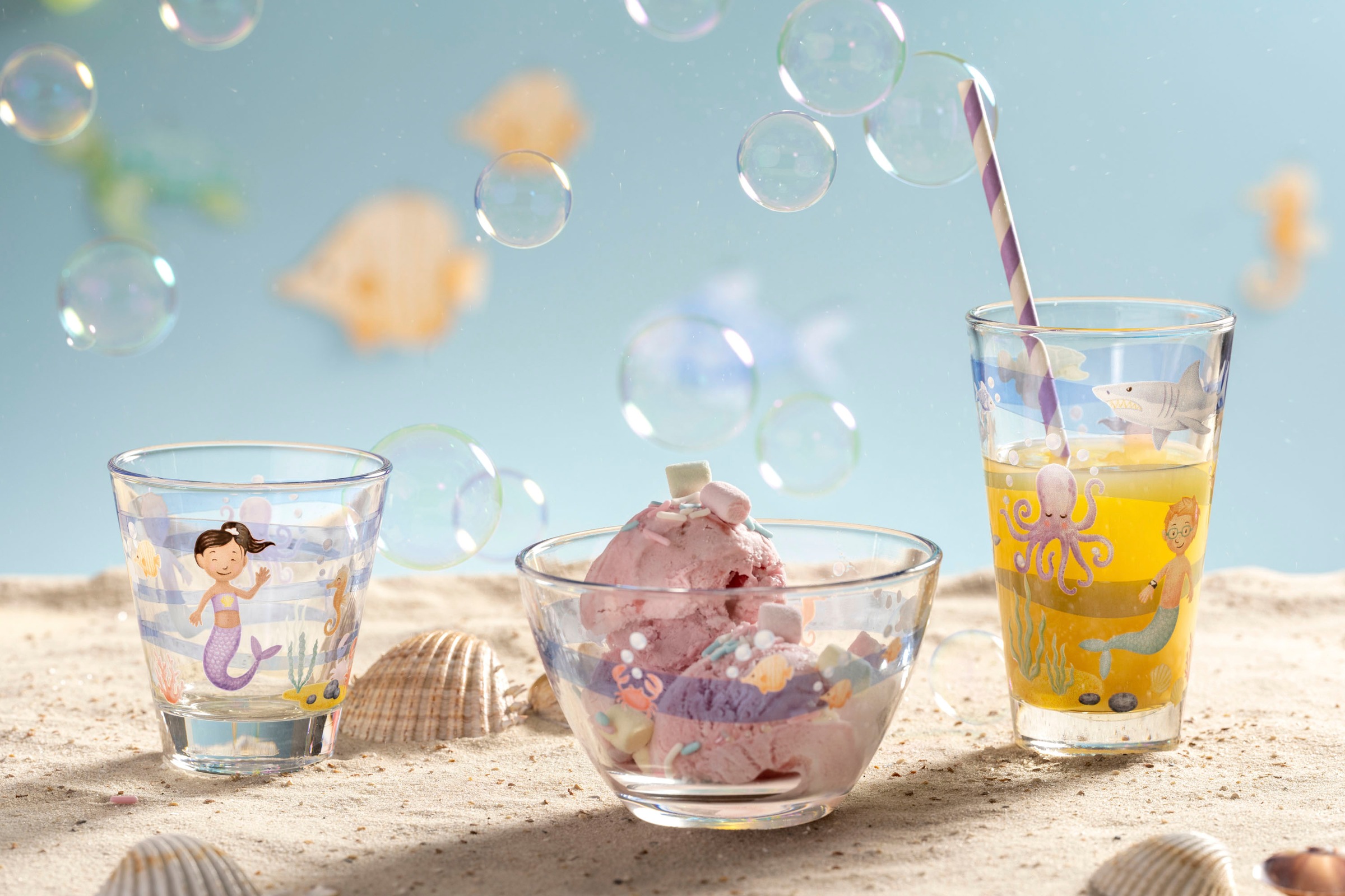 LEONARDO Kinderschale »Meer BAMBINI AVVENTURA«, 6 tlg., aus Glas, 12 cm, Kalk-Natron-Glas