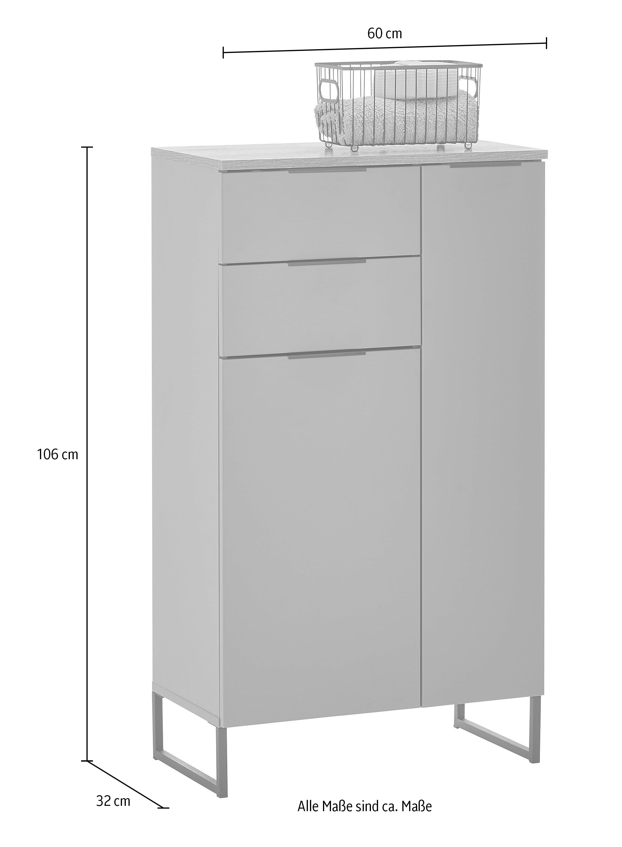 BASIC by Balculina Midischrank »Denver Midischrank, Badezimmerschrank BxHxT 60x106x32« 1 Stk. tlg. Breite 60 cm, Tür L/R montierbar, Softclose