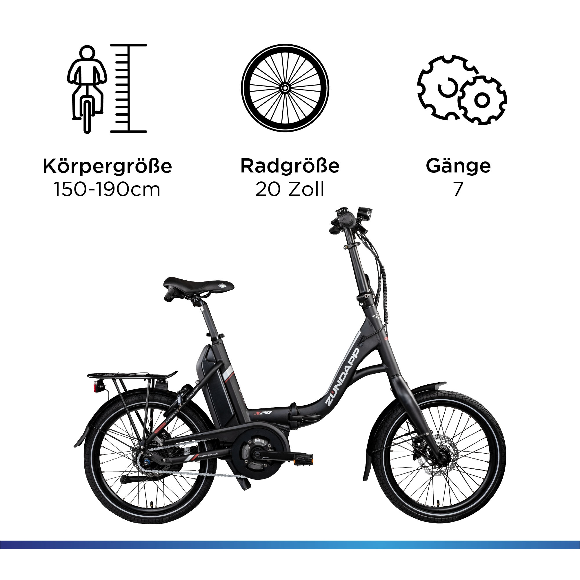 Zündapp E-Bike »X20«, 7 Gang, Shimano, Nexus, Mittelmotor 250 W, Pedelec, Elektrofahrrad für Damen u. Herren