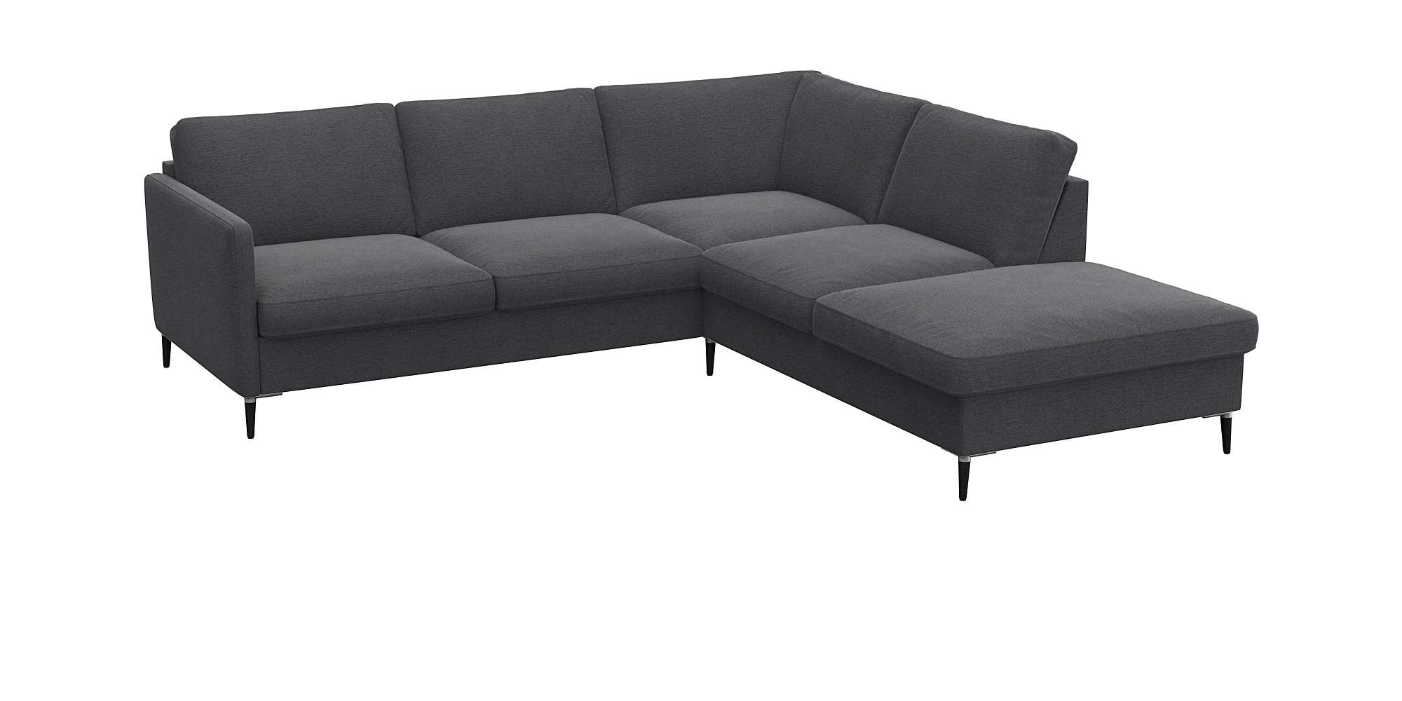 FLEXLUX Ecksofa »Fiore, L-Form«, schmale Armlehnen, Füße Alu/schwarz, B/T 234/225cm, Kaltschaum im Sitz