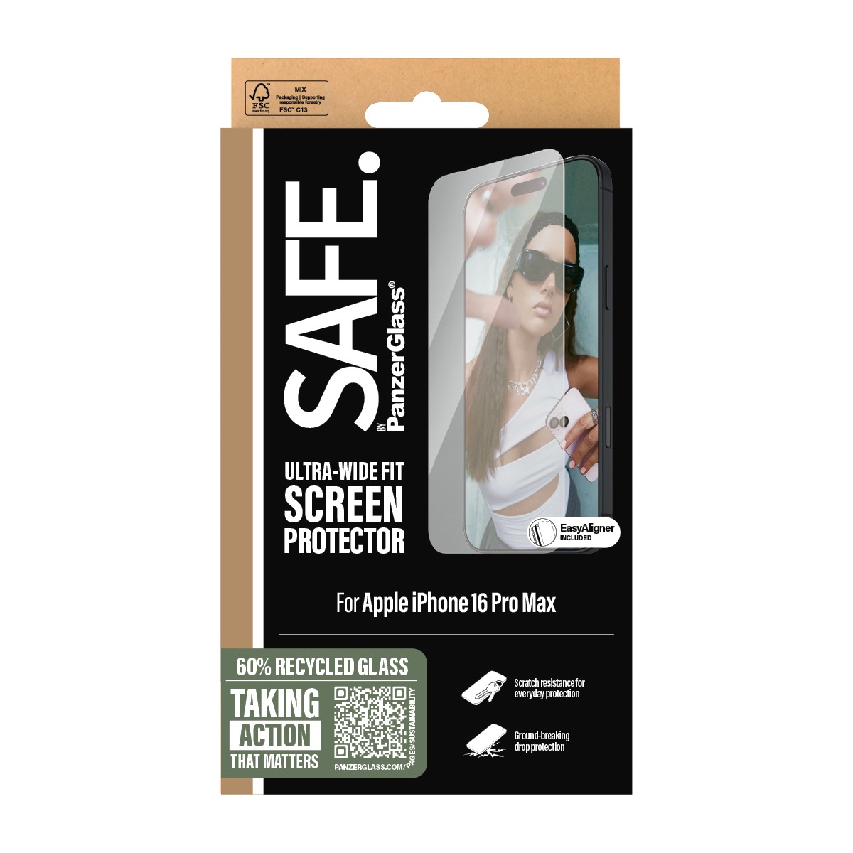 SAFE by PanzerGlass Displayschutzglas »Ultra-Wide Fit Screen Protection«, für Apple iPhone 16 Pro Max, Displayschutzfolie, Schutzfolie, Bildschirmschutz, kratz- & stoßfest