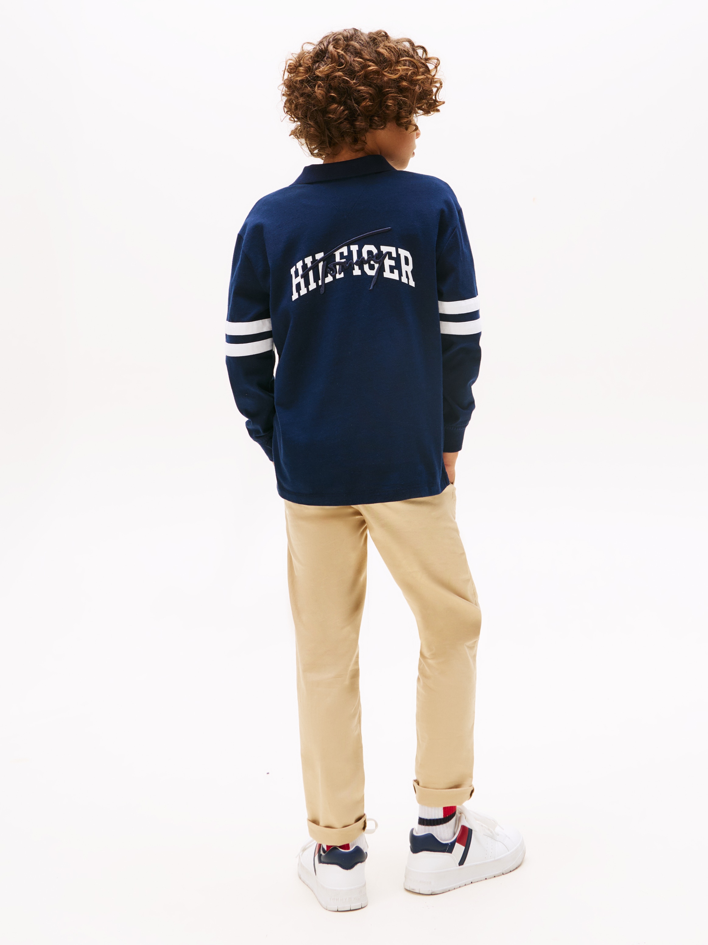 Tommy Hilfiger Poloshirt »TH MIXED GRAPHIC POLO LS«, für Kinder bis 16 Jahre, mit Stickerei auf dem Rücken