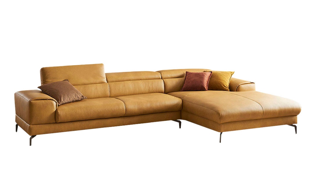 W.SCHILLIG Ecksofa »piedroo, Designsofa mit tollem Sitzkomfort, bequem und elegant, L-Form«, Kopfteilverstellung, wahlweise mit Sitztiefenverstellung, Breite 343cm