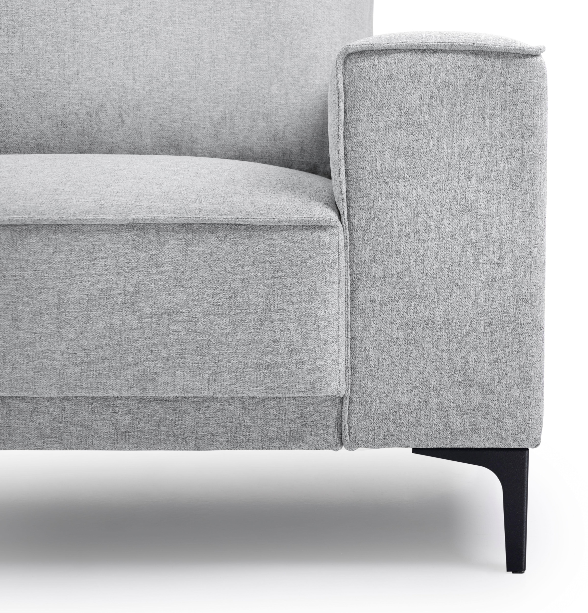 PLACES OF STYLE Wohnlandschaft »XXL Sofa Oland, Struktur, Flachgewebe, Luxus-Microfaser, Boucle« U-Form, 342 cm, Wellenunterfederung, Skandi-Design, Metallfüße